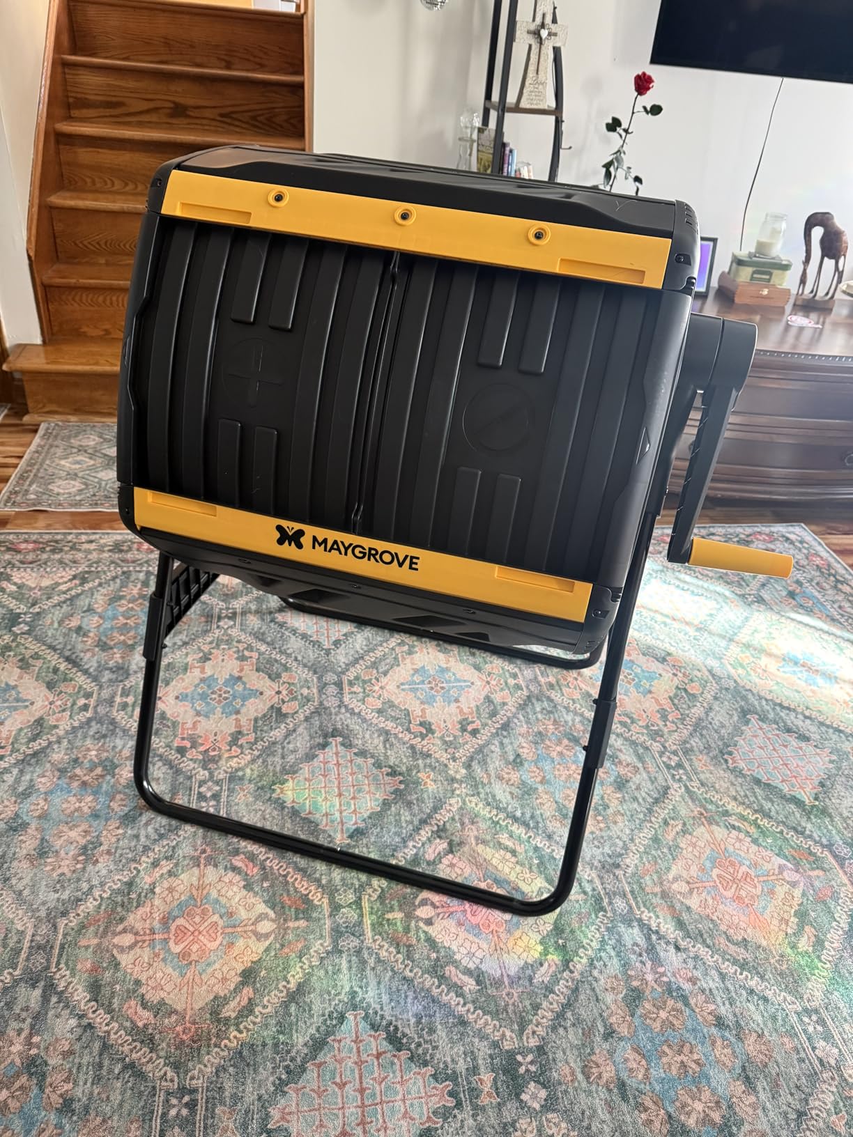 Maygrove Outdoor Compost Bin 53 Gallon, Dual Chamber Large Compost Tumbler for Garden Backyard, with 360 Rotating, Sliding Doors & Solid Steel Frame customer photo 2