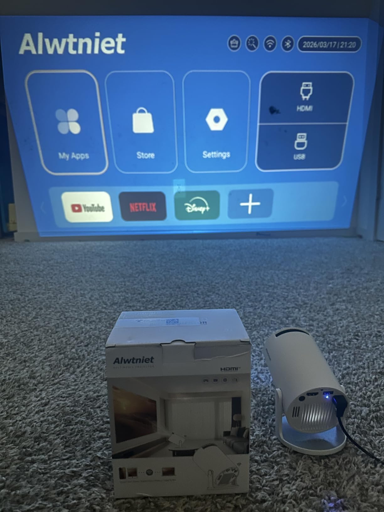 Mini Projector with Wifi and Bluetooth, Portable 4K Support, Android 14/ Auto Keystone, HY300Pro Small Smart Proyector for Bedroom Movie Outdoor, Compatible With HDMI/USB/TV Stick/Smartphone/Laptop customer photo 2