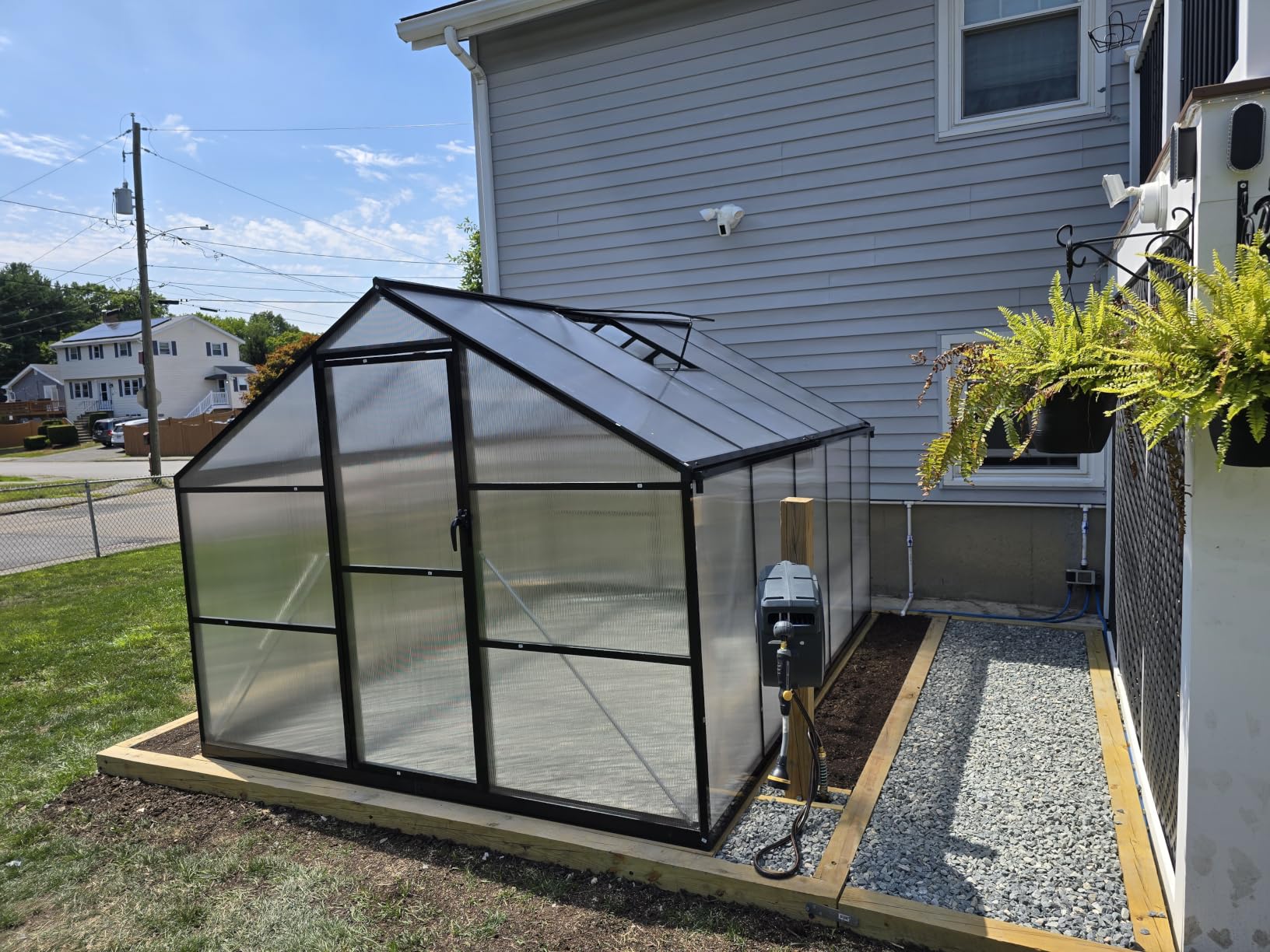 8x12 FT Greenhouse, Large Walk in Greenhouses for Outdoors and Garden Planting, Polycarbonate Greenhouse with Enhanced Aluminum Frame, Green Houses with Quick Setup Structure and Roof Vent, Green customer photo 1