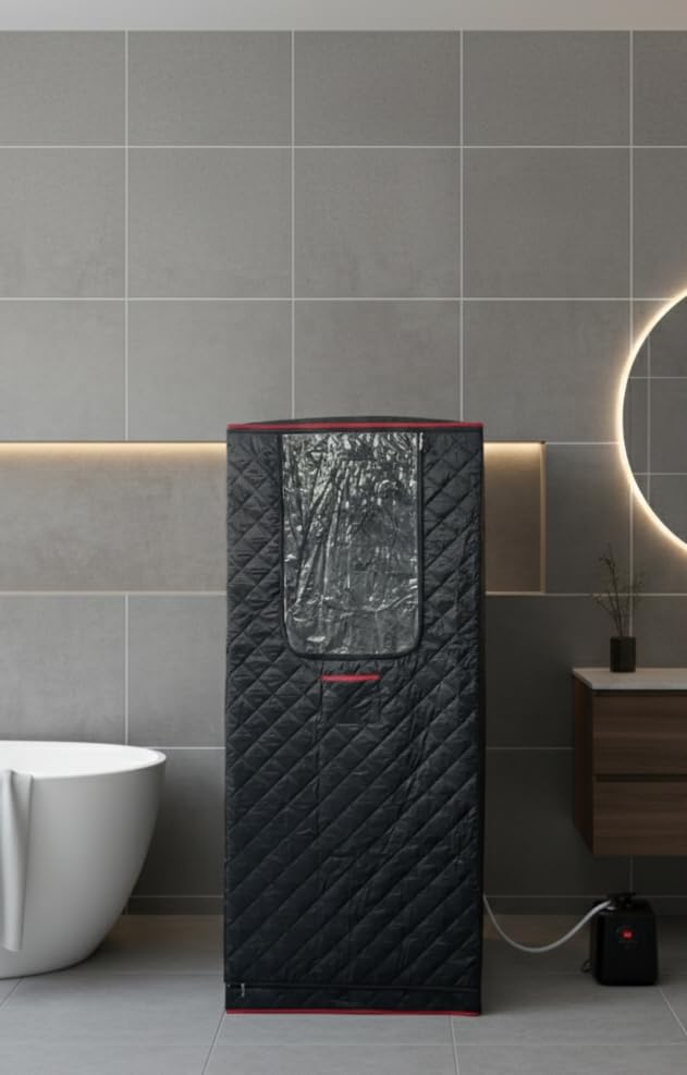 Manastin Upgraded Portable Steam Sauna for Home, Sauna Tent with 3L/1200W Steamer, XL Foldable and Remote Control, 99-Min Timer & 15 Power Levels, 2.6' x 2.6' x 5.9' Detox Spa for Relaxation,Jet Black customer photo 2