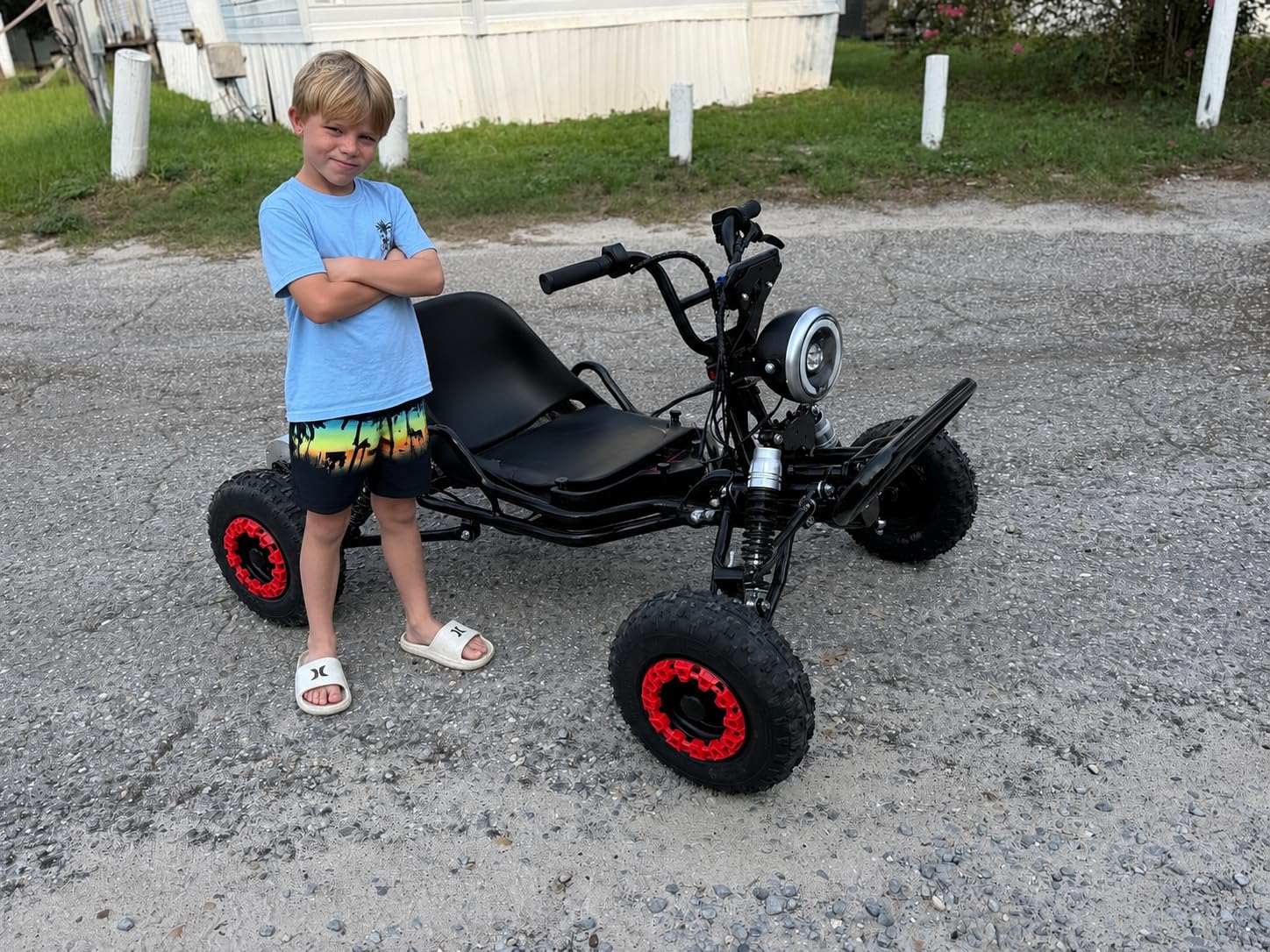 Electric Go Kart, 2000W Motor Go Kart for Adults & Kids with Premium Steel Tubular Frame, 3 Speed Off-Road Kart with 8'' Off-Road Tires, Hydraulic/Rear Disc Brake, 30MPH (53''Lx36''Wx30''H) customer photo 2