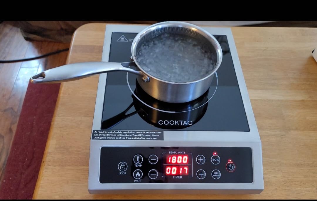 Stainless Steel Induction Cooktop, Professional Commercial Grade Single Burner 1800W customer photo 1