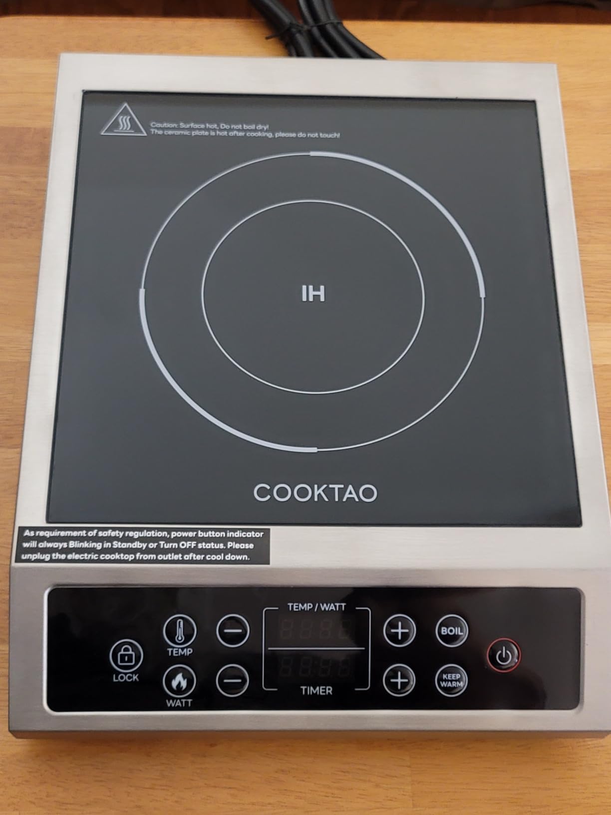Stainless Steel Induction Cooktop, Professional Commercial Grade Single Burner 1800W customer photo 2