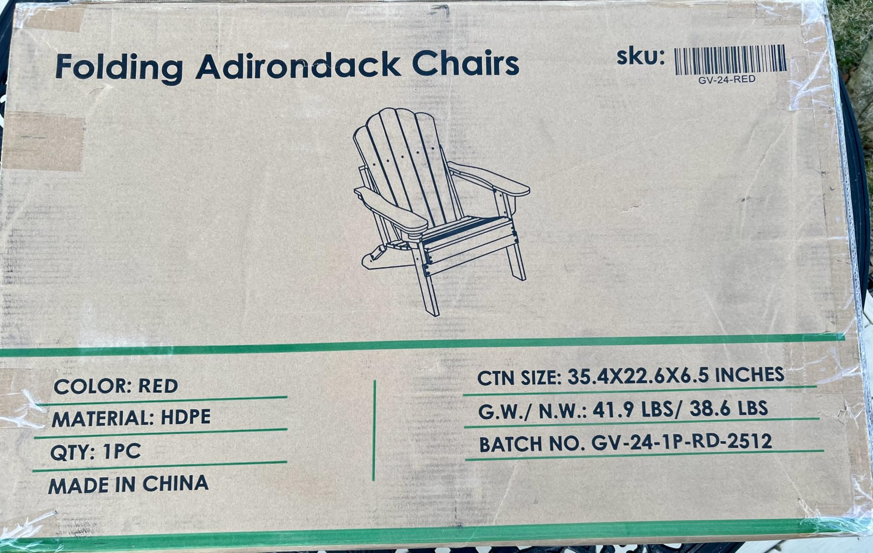GREENVINES Oversized Folding Adirondack Chairs Set of 2, HDPE, Black customer photo 2
