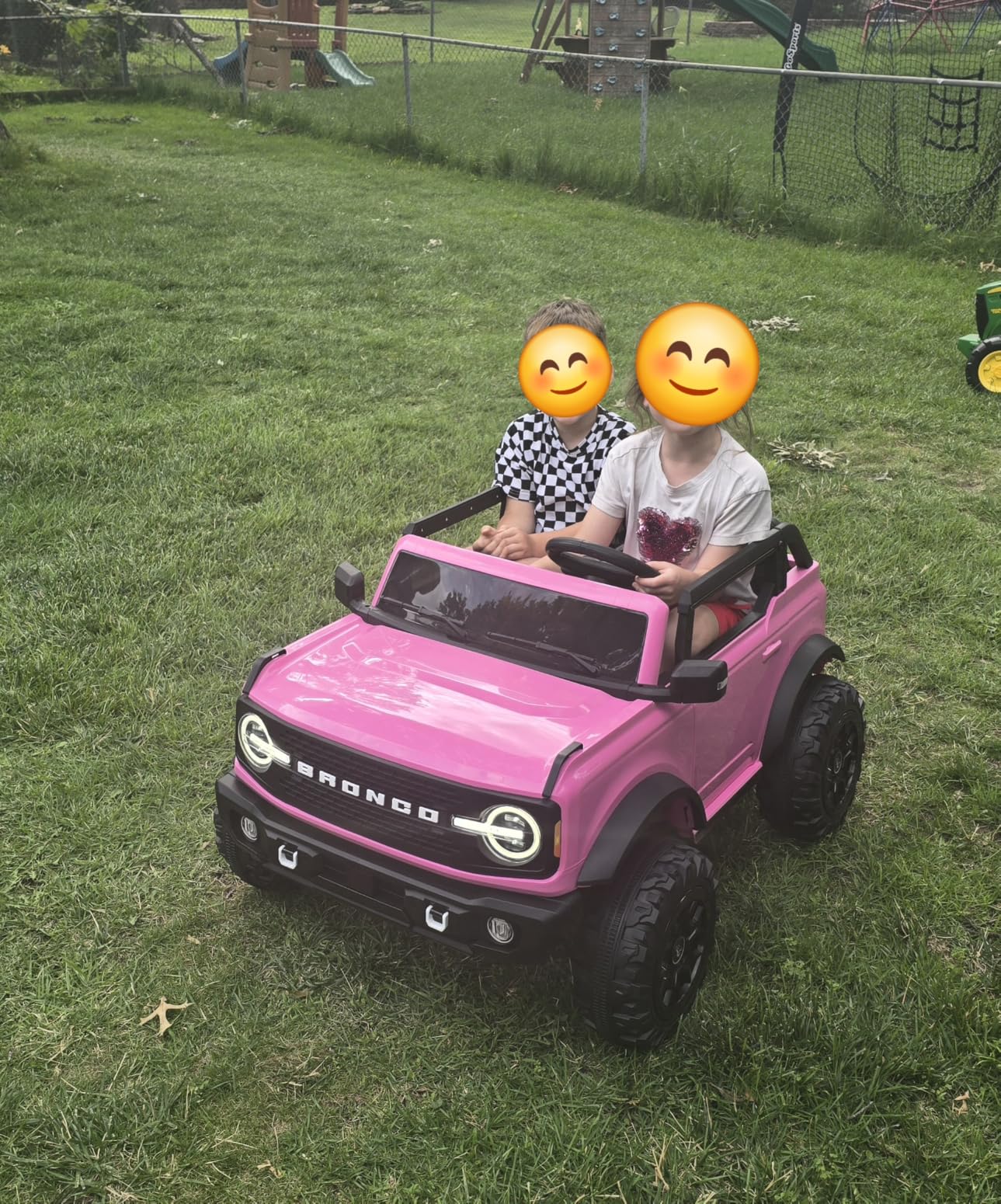 First Ride On 24V Ride on Toys for Big Kids, Licensed Ford Bronco Base 2 Seater Electric Car with Remote Control, Ride on Truck w/Seat Belts, 3 Speeds, Spring Suspension and Bluetooth (Pink) customer photo 2