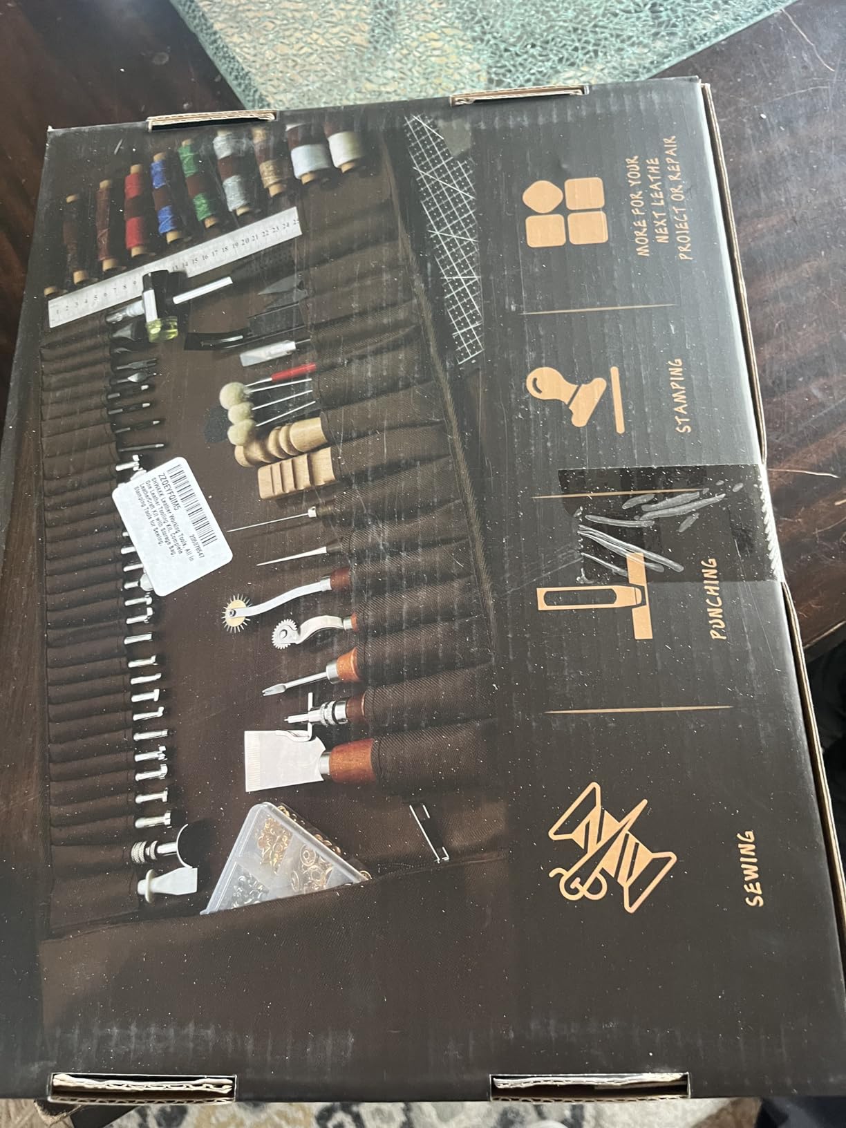 SHWAKK Leather Working Tools, All in One Leather Tooling Kit | Complete LeatherCraft Kit with Storage Bag, Stamping Tools for Sewing, Carving, Punching Stamping for Making and Handicrafts customer photo 2