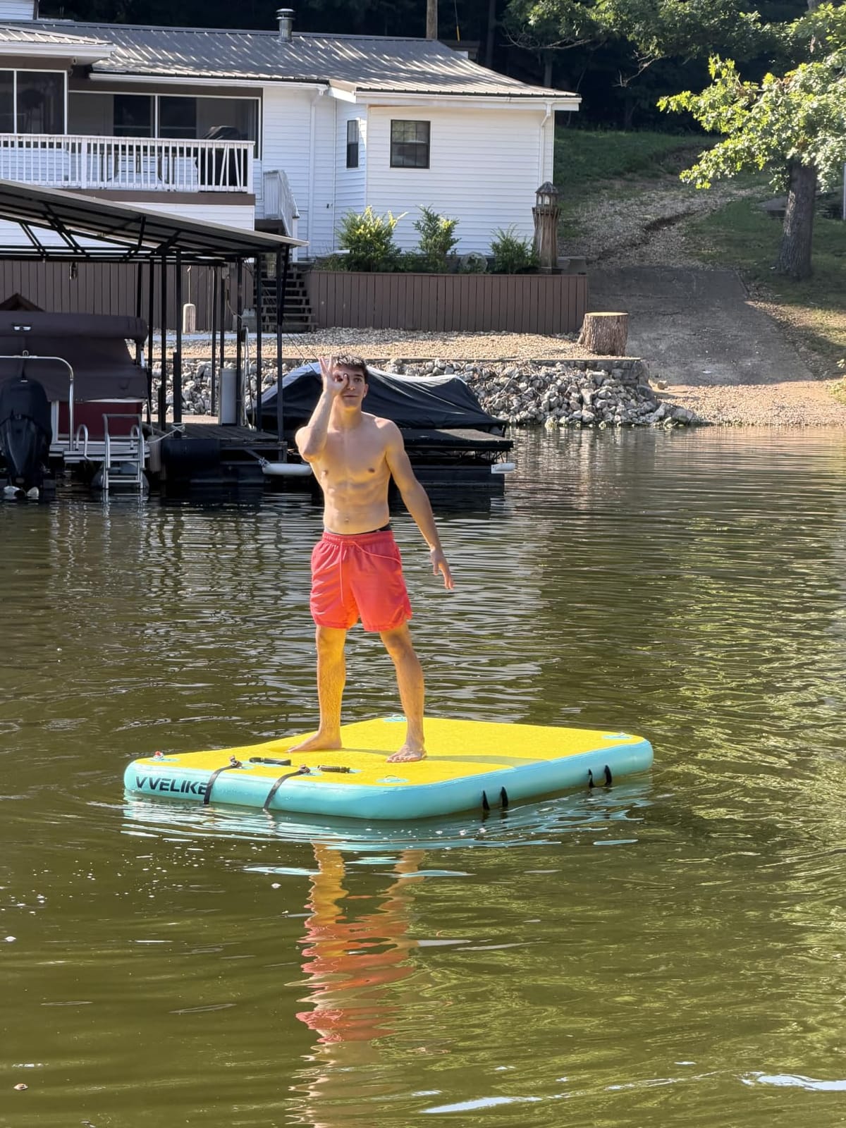 Inflatable Floating Dock, Lake Floats Pool Float Water Island Raft, Inflatable Dock River Floats Inflatable Platform for Yacht, Floating Mat for Lake, Boat Floating Mat for Pool Ocean 5FT/8FT/10FT customer photo 1