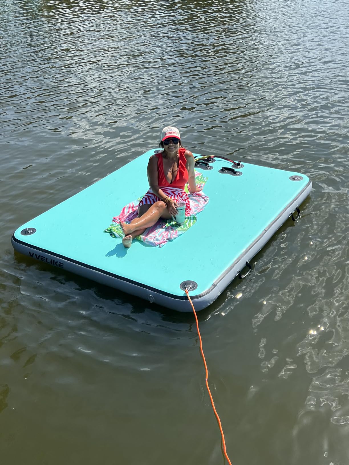 Inflatable Floating Dock, Lake Floats Pool Float Water Island Raft, Inflatable Dock River Floats Inflatable Platform for Yacht, Floating Mat for Lake, Boat Floating Mat for Pool Ocean 5FT/8FT/10FT customer photo 2