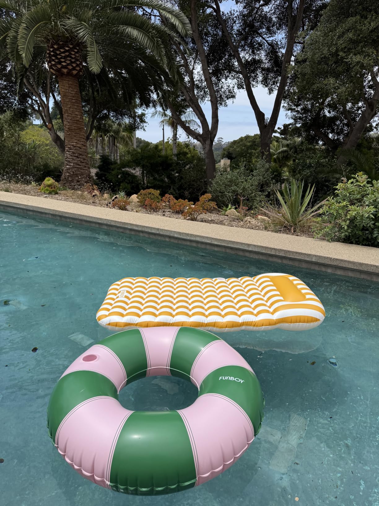 FUNBOY Blue & White Cabana Striped Pool Lounger Water Hammock | Built-in Pillow, 70 inch Pool Float, For Adults, Tanning Lounger, Swimming Pool Accessory customer photo 2