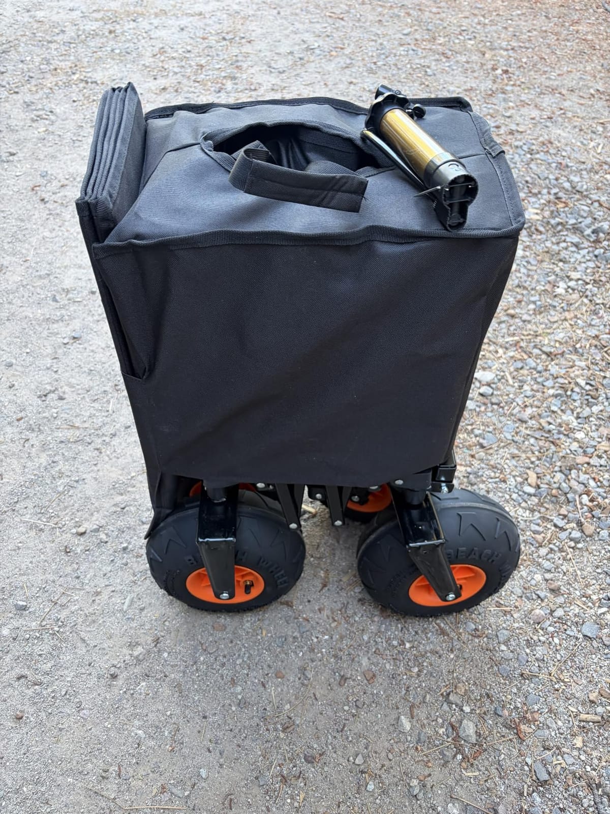 Originsure 300L Collapsible Beach Wagon with Balloon Wheels, 560lbs, Black, 48