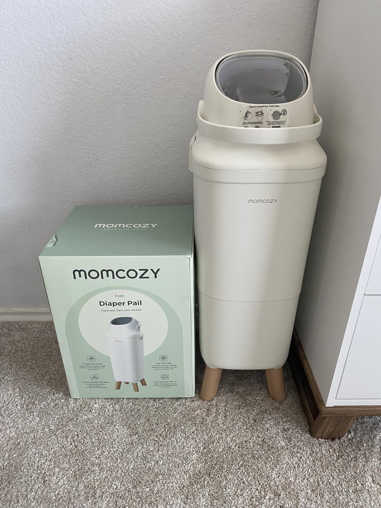 Momcozy Diaper Pail, Triple-Seal Odor Control, Fits Standard Trash Bags | Wide Opening for One-Hand Disposal customer photo 1