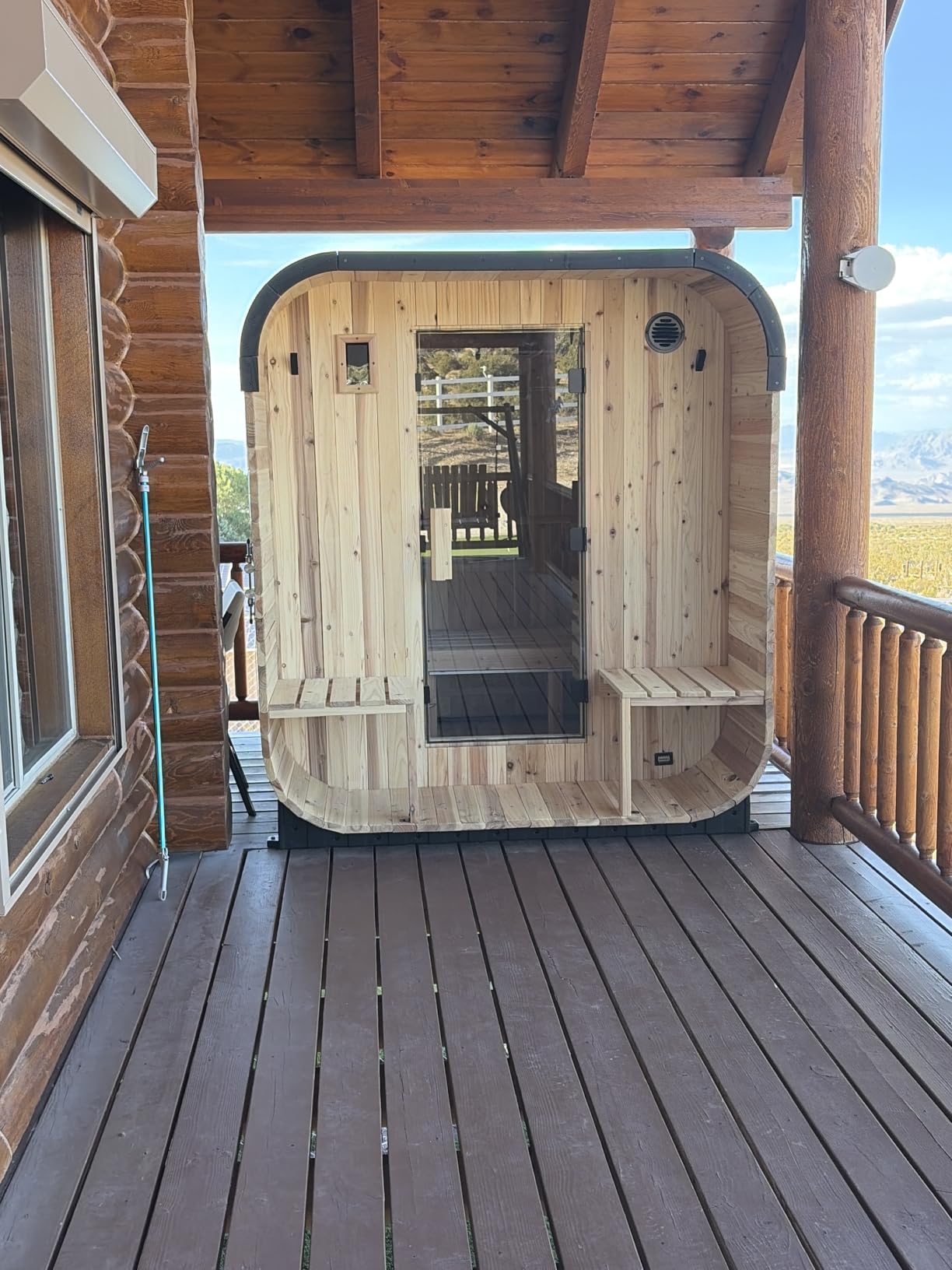 Backyard Discovery Lennon 2-4 Person Traditional Cedar Outdoor Cube Sauna with Porch, Electric Sauna Heater, Sauna Rocks, Dry Heat, Steam Sauna, LED Lights, Wi-Fi Control, Sauna Accessories customer photo 1