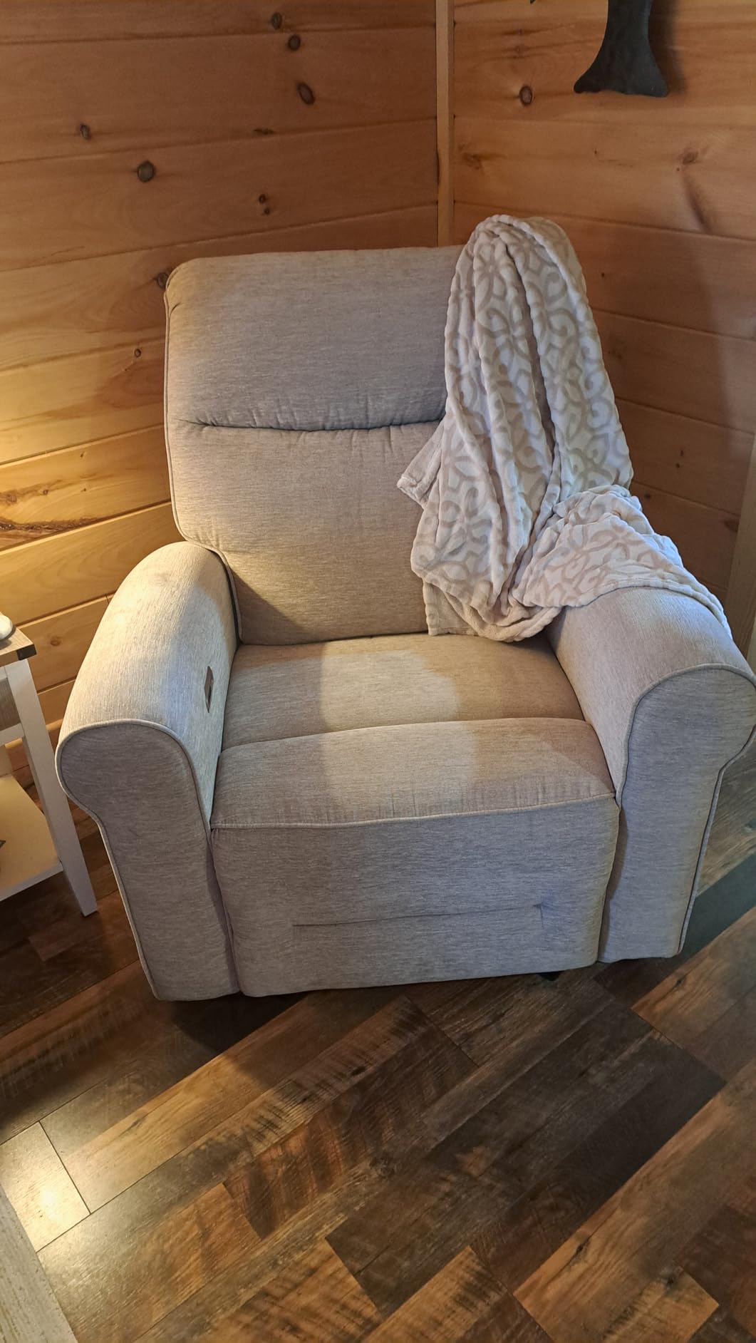 MCombo Compact Wall Hugger Power Recliner Chair for Small Spaces, Dual USB-A/C Ports, Rolled Arm Recliner for Living Room & RV, Fabric PR520 (Beige, Small) customer photo 2