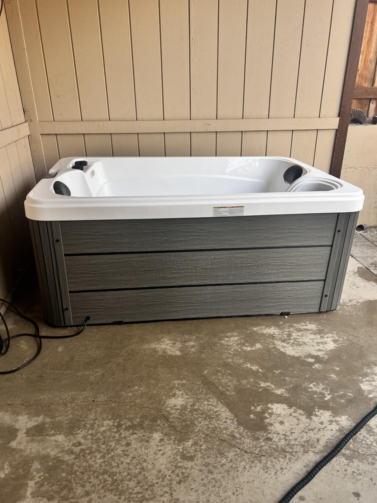Jocisland 2 Person Outdoor Hot Tub with 15 Stainless Steel Jets, Acrylic | 110V Plug & Play Hot Tub with LED Lights & Waterfall, Double Lounger Seat Spa with Cover, 2 Filters & 2HP Pump, Charcoal Gray customer photo 1