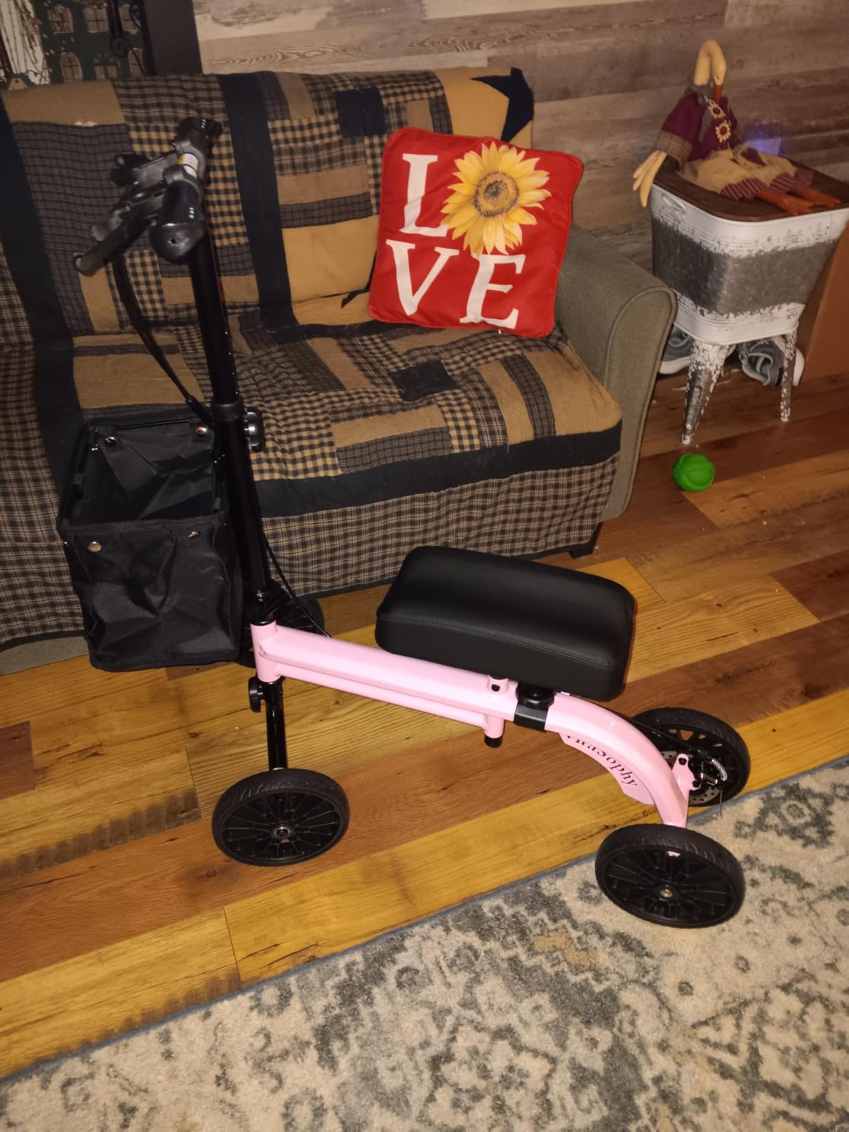 Steerable Knee Scooter Walker for Adults, Pink | Foldable Knee Walker For Foot Surgery, Broken Ankle, Foot Injuries, Crutch Alternative, Includes Basket customer photo 1