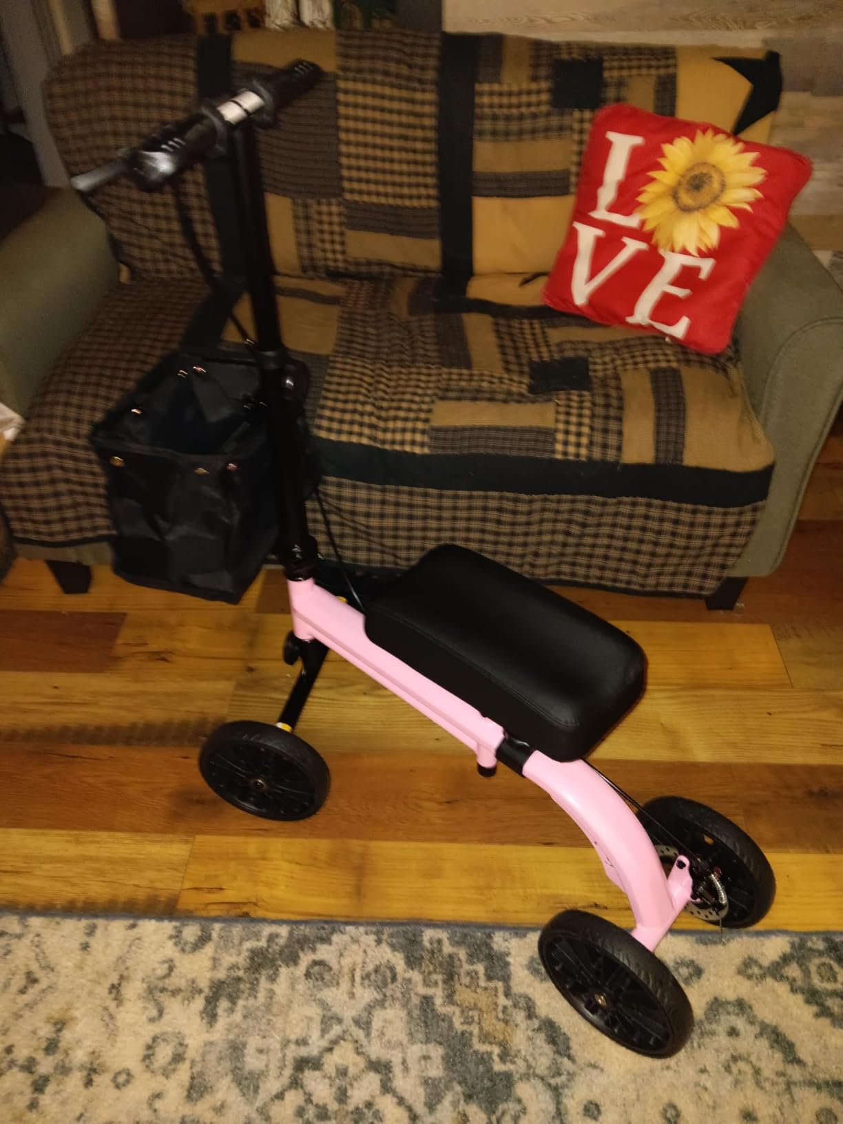 Steerable Knee Scooter Walker for Adults, Pink | Foldable Knee Walker For Foot Surgery, Broken Ankle, Foot Injuries, Crutch Alternative, Includes Basket customer photo 2