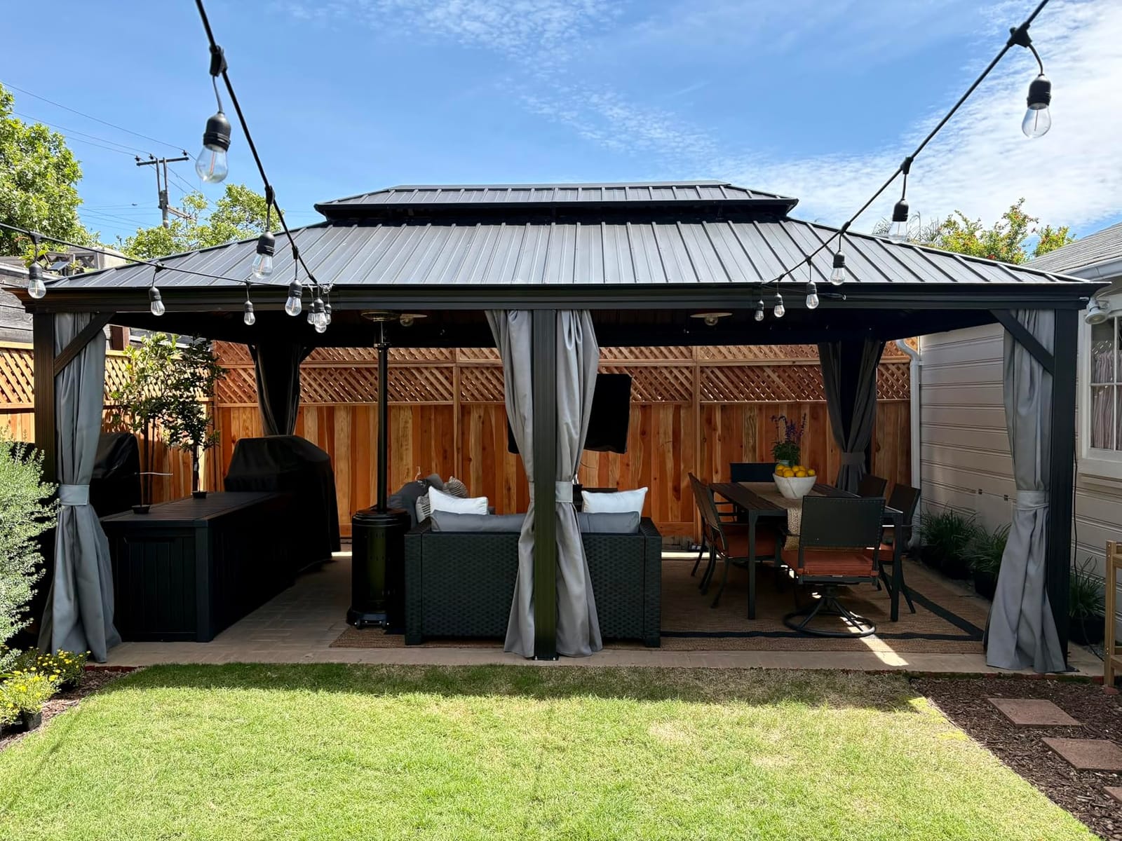 YITAHOME 10X12FT Hard Top Gazebo Aluminum Frame Patios Double Roof Canopy | Garden Metal Gazebo Tent Curtains Netting for Patios Backyards Decks Lawns, Gray customer photo 2