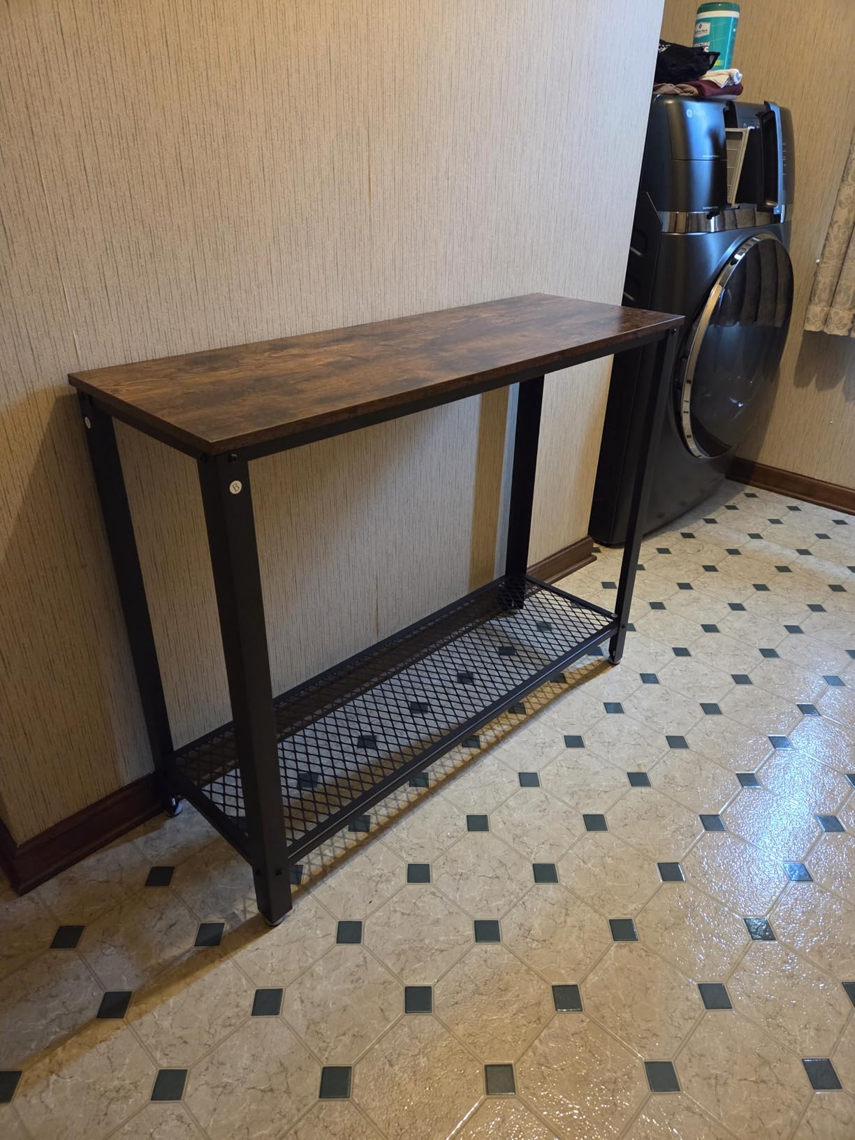 VASAGLE Entryway Table, Thick Tabletop Console Table, Farmhouse | Long Console Table, for Hallway, Behind the Couch, Honey Brown, ULNT147KB01S customer photo 1