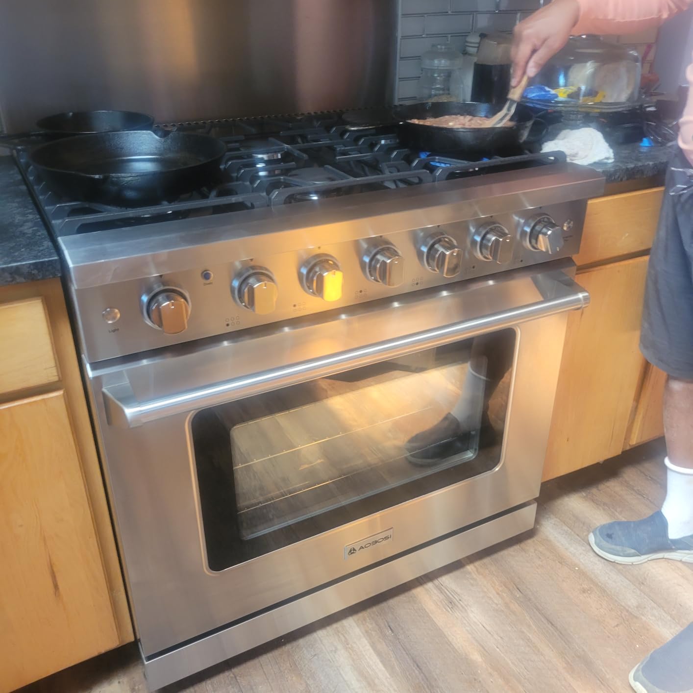AAOBOSI 36 Inch Front Control Gas Range Oven, 78000 BTU Convection Oven | 6 Cu. Ft 6 Cooktop Burners, Self Clean, Freestanding Heavy Duty Gas Range Stove with Halogen Light, Large Capacity customer photo 1