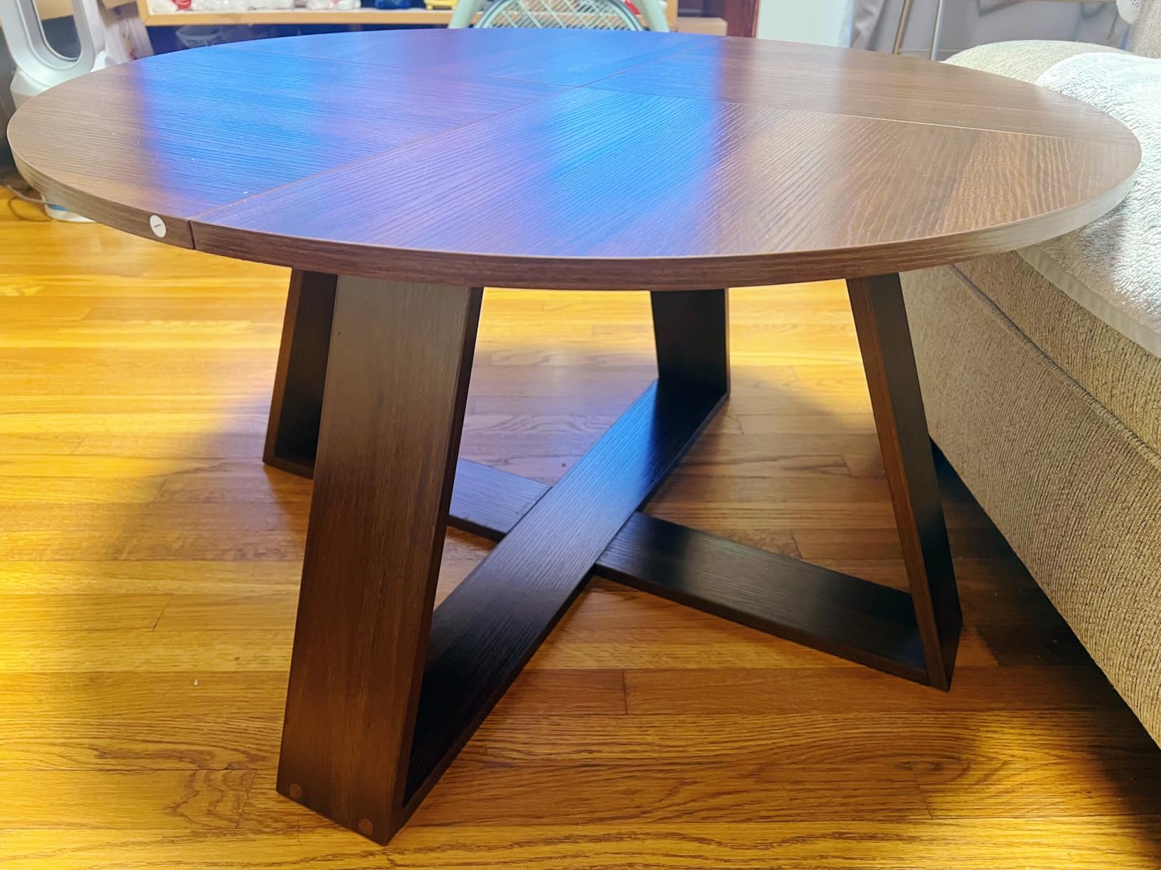 HAIOOU Round Coffee Table for Living Room with Open Storage - Walnut Wood, 31.5