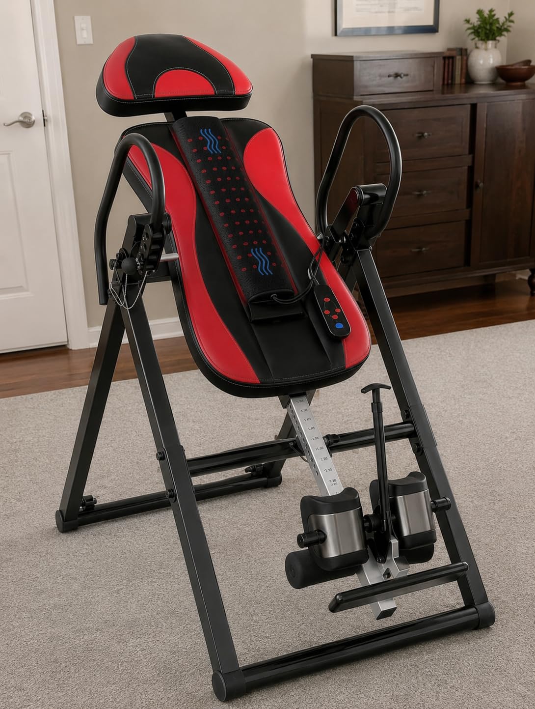 YOLEO Gravity Inversion Table for Back Pain Relief 2026 New Inversion Table | Back Stretcher Machine w/ Heat and Massage Lumbar pad, Reversible Ankle Holders, 300 lbs, Easy to Assemble customer photo 1