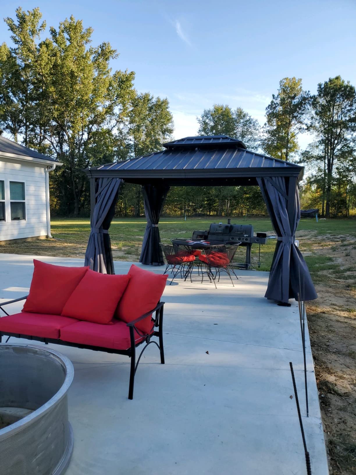 12'x12' Outdoor Hardtop Gazebo, Aluminum Gazebo with Double Galvanized Steel Roof, Curtains and Netting for Patio, Backyard, Deck, Lawn, Easy Assembly (Grey) customer photo 2