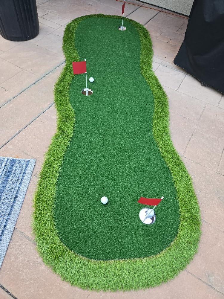 Real Relax Golf Putting Green Mat, Professional Golf Practice Mat, Large Professional Golf Training Mat with 3 Holes for Indoor Outdoor Use customer photo 1