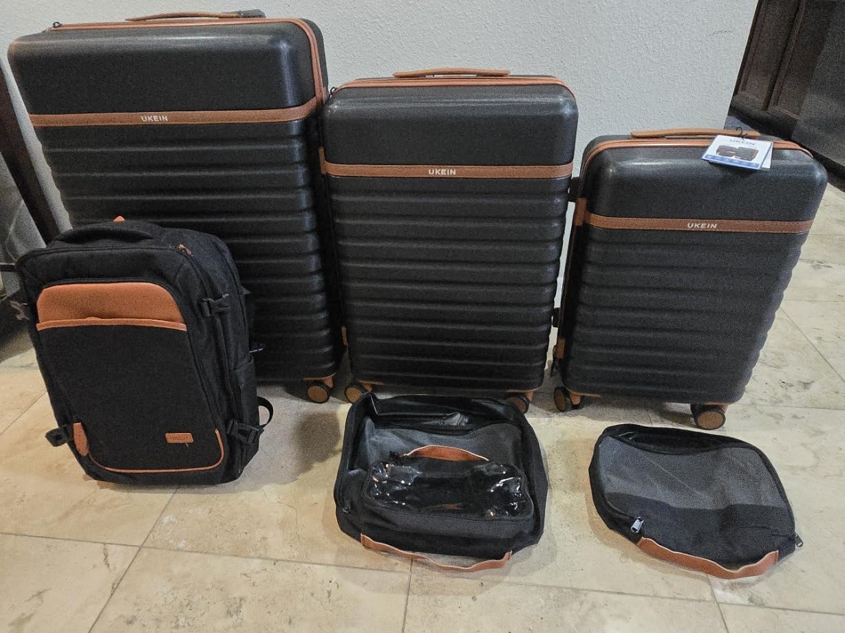 Luggage Sets 7 Piece, Hardside Large Checked Suitcase with Backpack Set customer photo 2