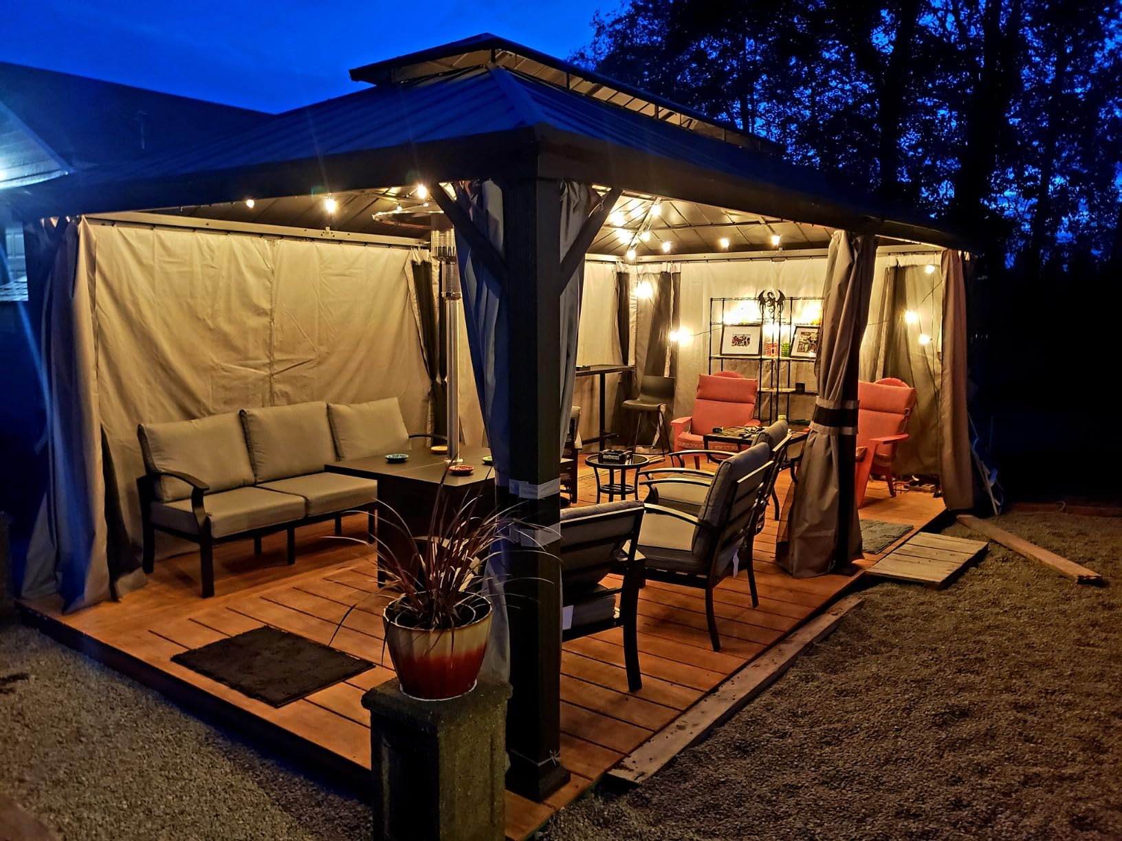 UDPATIO 10'x12' Hardtop Gazebo, Metal Galvanized Steel Double Roof, Grey | Weatherproof, Withstands 49mph Wind & 6in Snow, Dual-track Sidewalls for Backyard Garden Deck customer photo 2