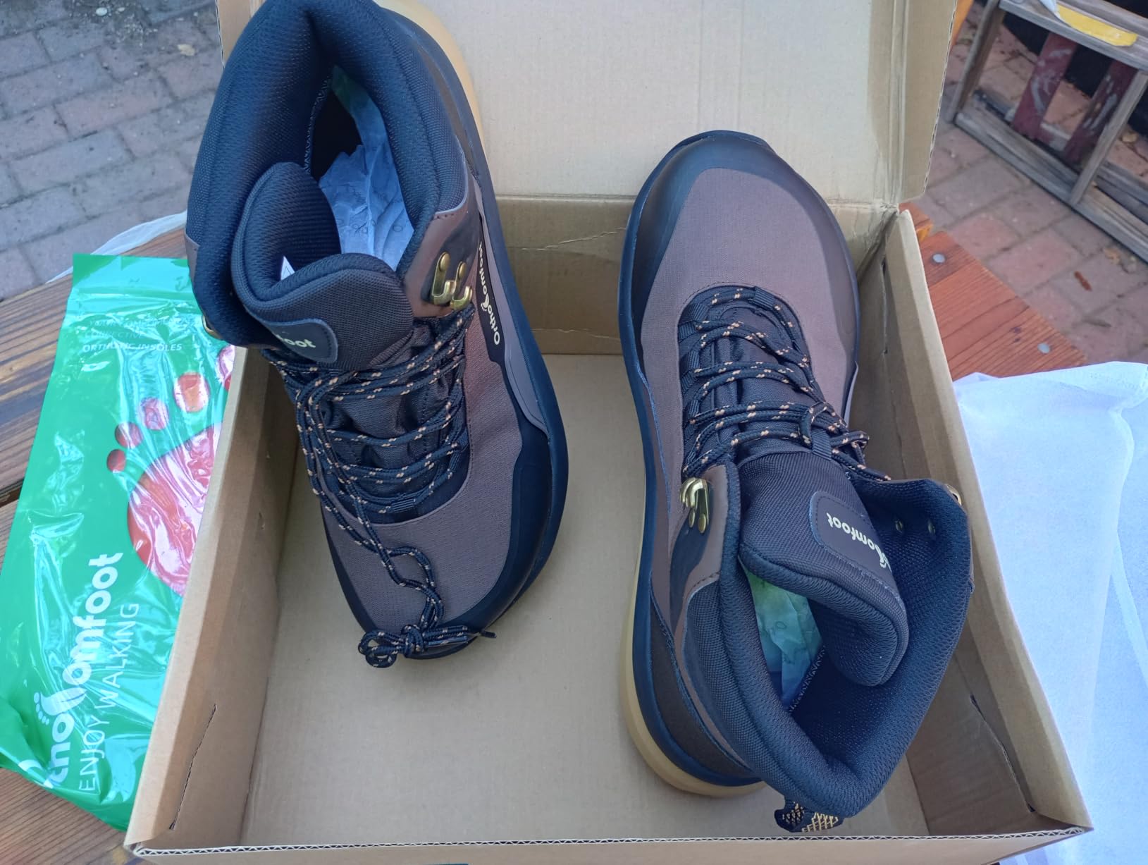 Men's Orthopedic 4E Wide Waterproof Hiking Boots: Comfortable Arch Support Trail Shoes for Plantar Fasciitis, Outdoor Running Orthotic Non-Slip Mid Ankle Boots for Foot & Heel Pain Relief customer photo 1