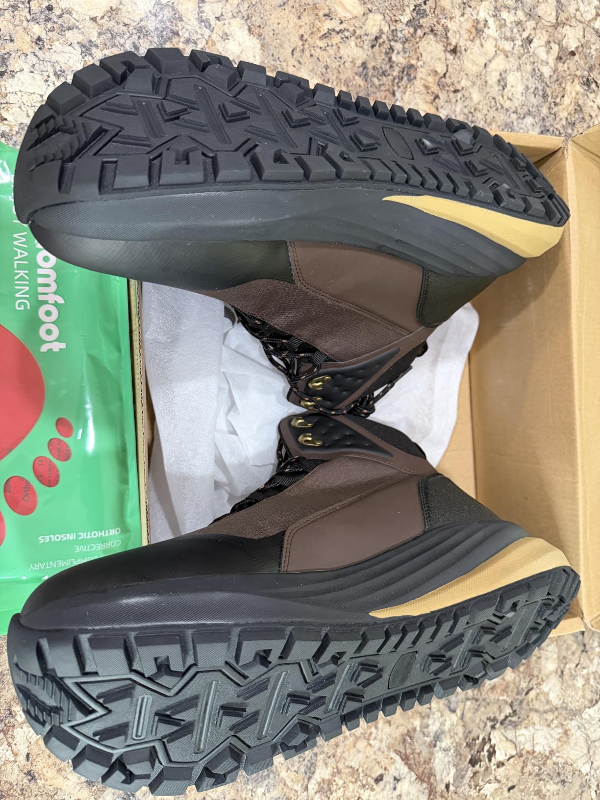 Men's Orthopedic 4E Wide Waterproof Hiking Boots: Comfortable Arch Support Trail Shoes for Plantar Fasciitis, Outdoor Running Orthotic Non-Slip Mid Ankle Boots for Foot & Heel Pain Relief customer photo 2