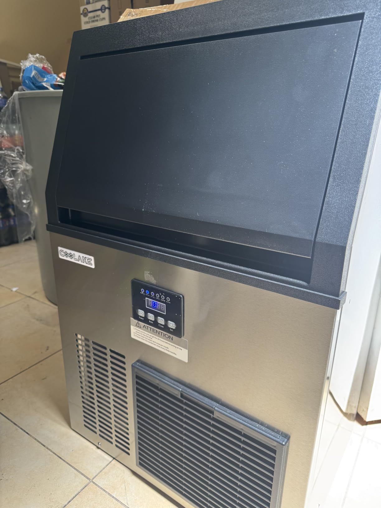 Coolake Commercial Ice Maker Machine, 200Lbs/Day Under Counter Ice Maker with 55 Lbs Storage, Stainless Steel Freestanding Built-in Outdoor Ice Machine with Water Filter for Home Bar Cafe Garage customer photo 2