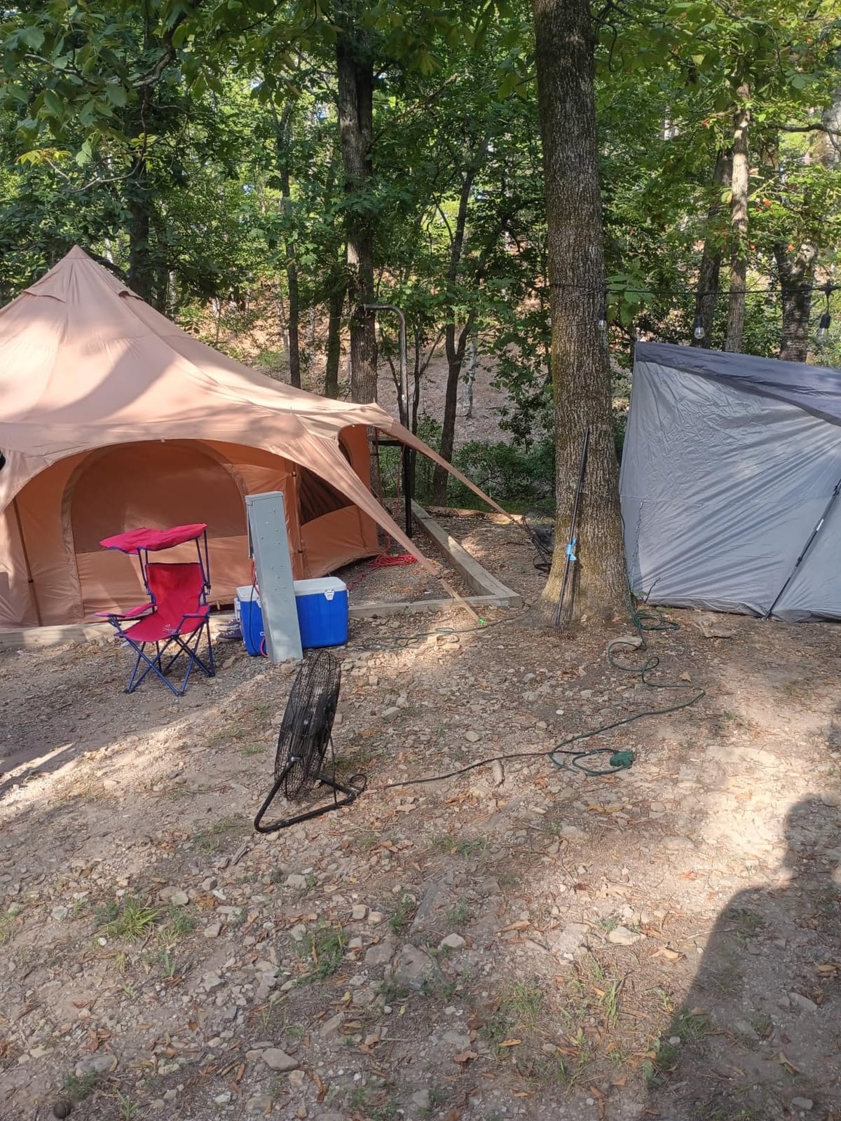 Bell Tent with Stove Jack, 6-10 Person 4 Season Glamping Tent | Spacious for up to 10 people, 8 doors & windows provide 360° airflow, stove jack for cold weather, sturdy windproof frame customer photo 2