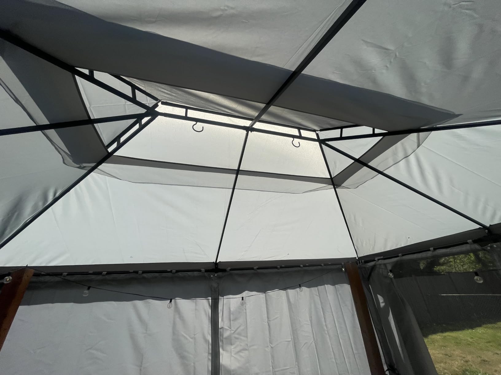 LAUSAINT HOME 8x8 Gazebo Canopy, Metal Frame Heavy Duty Patio Canopy Tent Shelter with Double Roofs, Mosquito Nettings and Privacy Screens for Backyard, Garden, Lawn, Gray customer photo 1