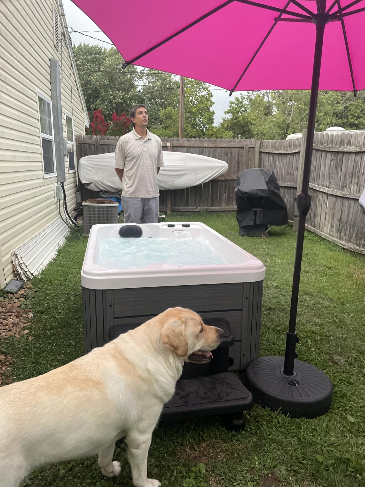 Jocisland 4 Person Outdoor Hot Tub with 23 Stainless Steel Jets, Acrylic | 110V Plug & Play Hot Tub with LED Lights & Waterfall, 4-Person Seating Spa with Cover, Cup Holders, 2 Filters & 2HP Pump customer photo 2