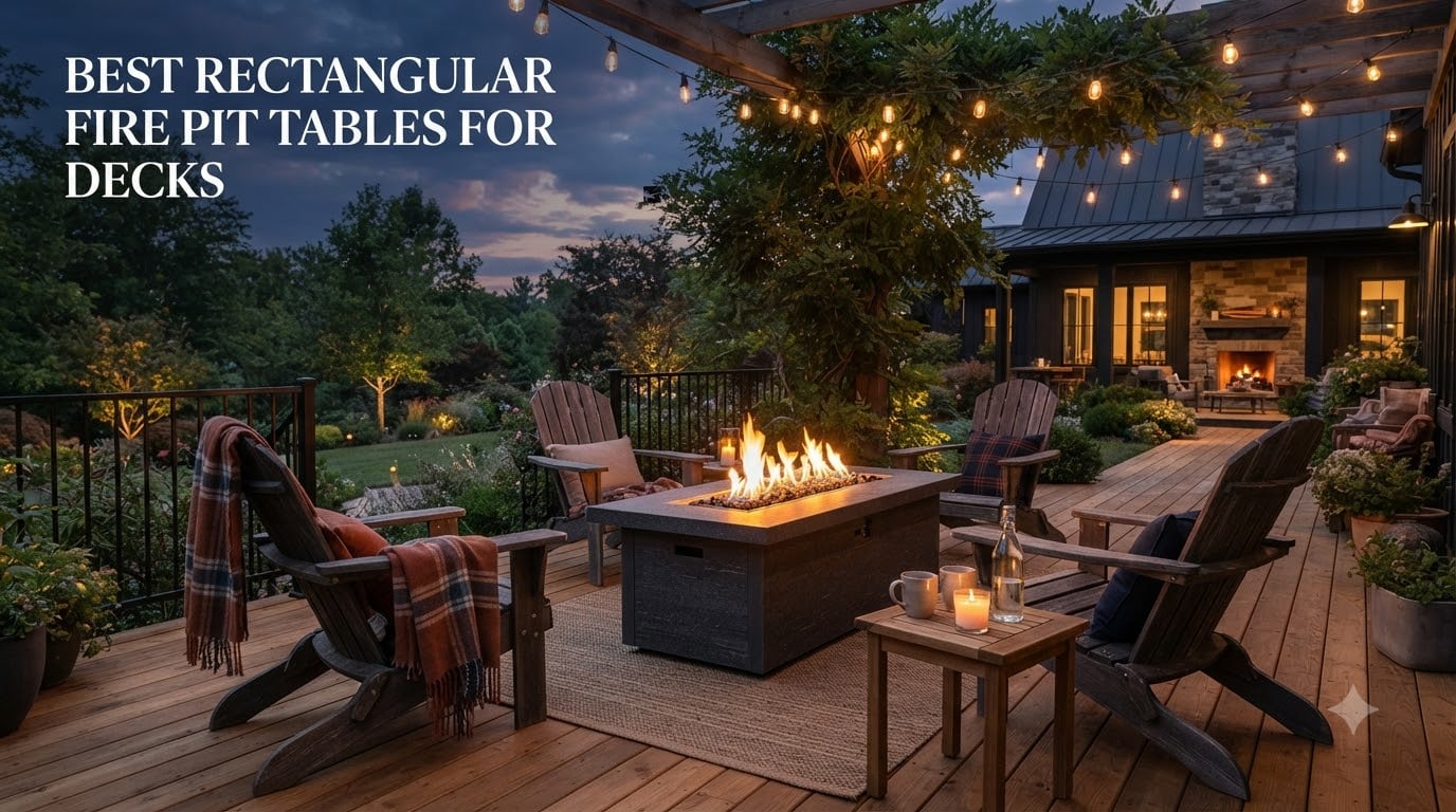 best rectangular fire pit tables for decks
