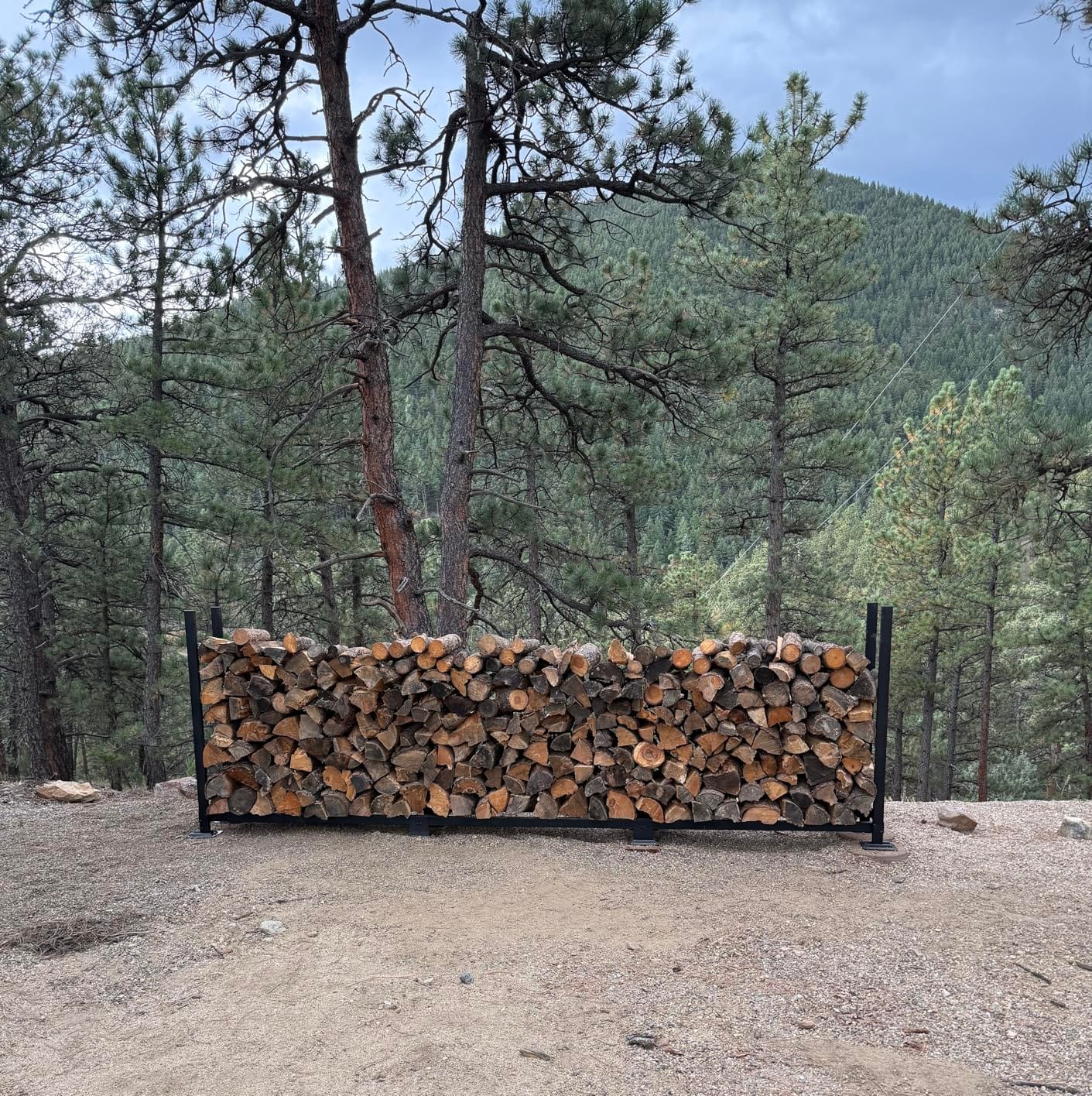 Woodhaven 8-Foot Raised Firewood Rack w/Cover, 1/2 Cord | Made in USA customer photo 1