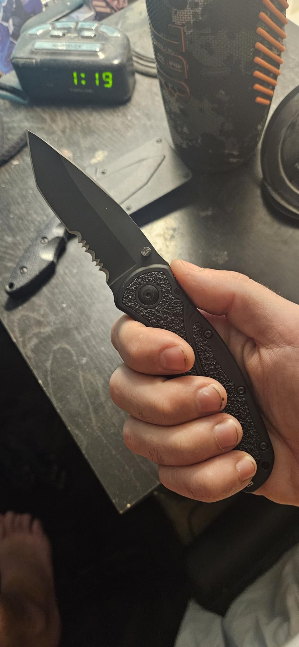 Kershaw Blur Pocket Knife, 3.4 Inch Tanto Partially Serrated Blade | EDC with Assisted Opening, USA Made, Reversible Pocketclip, Everyday Carry for Men and Women customer photo 2