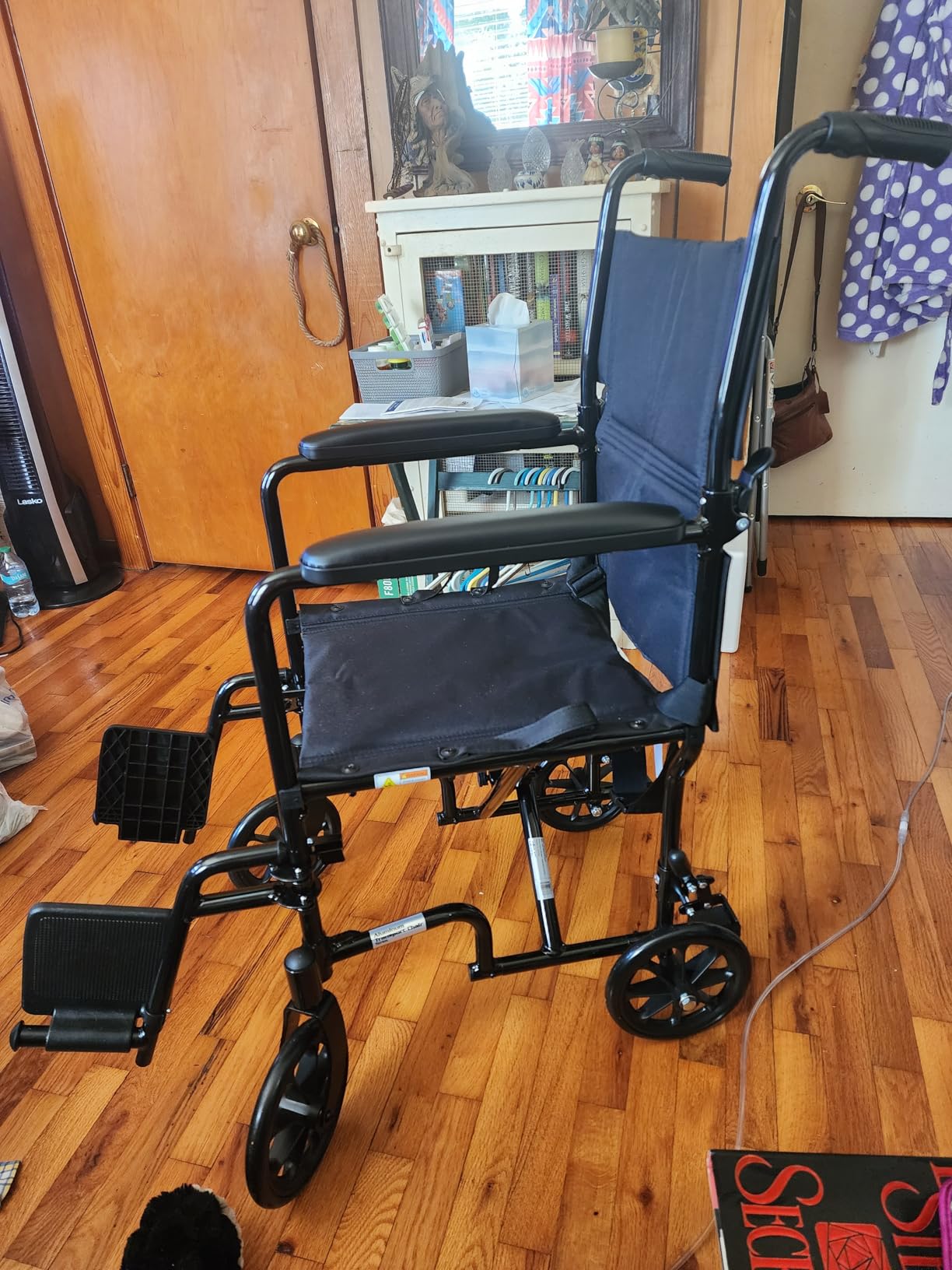 Drive Medical ATC19-BL Transport Wheelchair, Swing-Away Footrest, Blue | Lightweight Aluminum Transport Wheelchair Includes Swing-Away Footrest for Easy On and Off Transfers customer photo 2