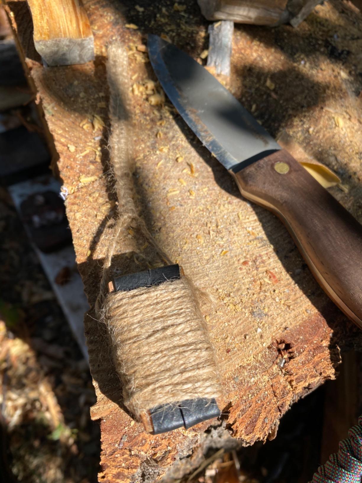 Condor Bushlore Knife - Bushcraft Knife - 1075 High Carbon Steel - Walnut Handle - Scandi Grind - Small Fixed Blade Knives - Hand Crafted Leather Sheath - 3mm Thick - 4.3in Blade - 6.1 oz customer photo 2