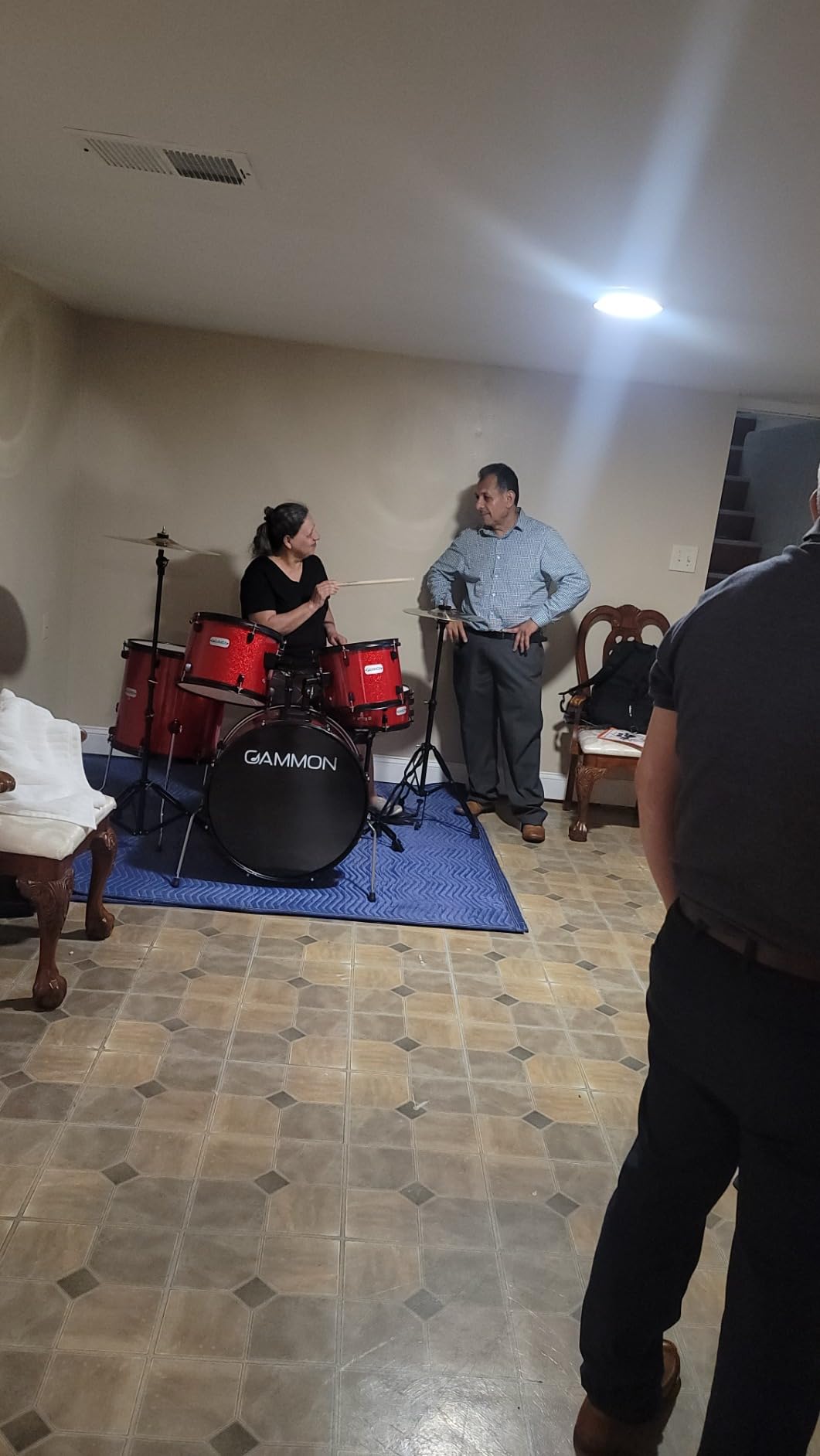 Gammon Percussion Full Size Complete Adult 5-Piece Drum Set with Cymbals, Stands, Stool, and Sticks - Blue customer photo 1