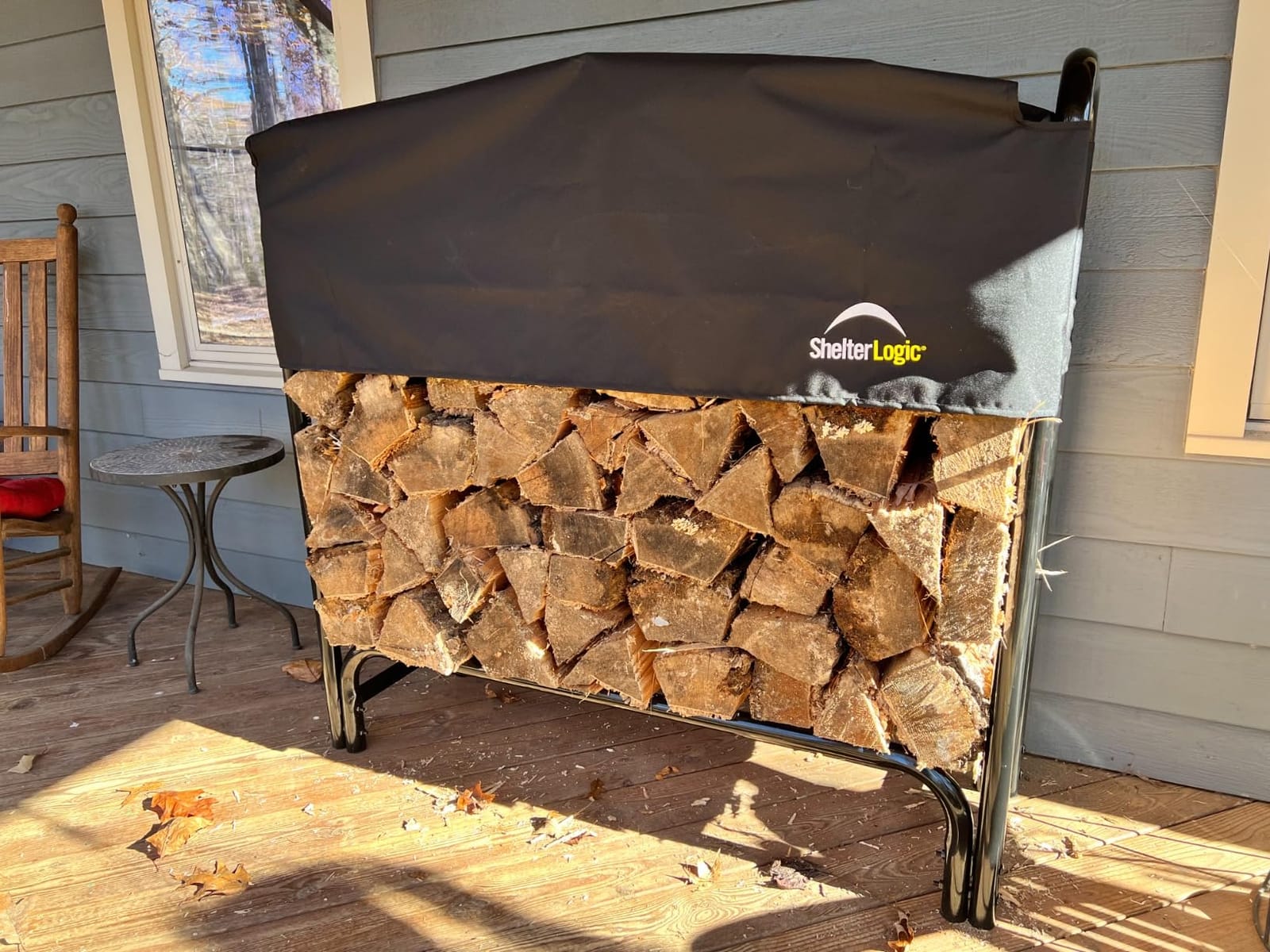 ShelterLogic 12' Adjustable Heavy Duty Outdoor Firewood Rack with Steel Frame Construction and Water-Resistant Cover customer photo 1