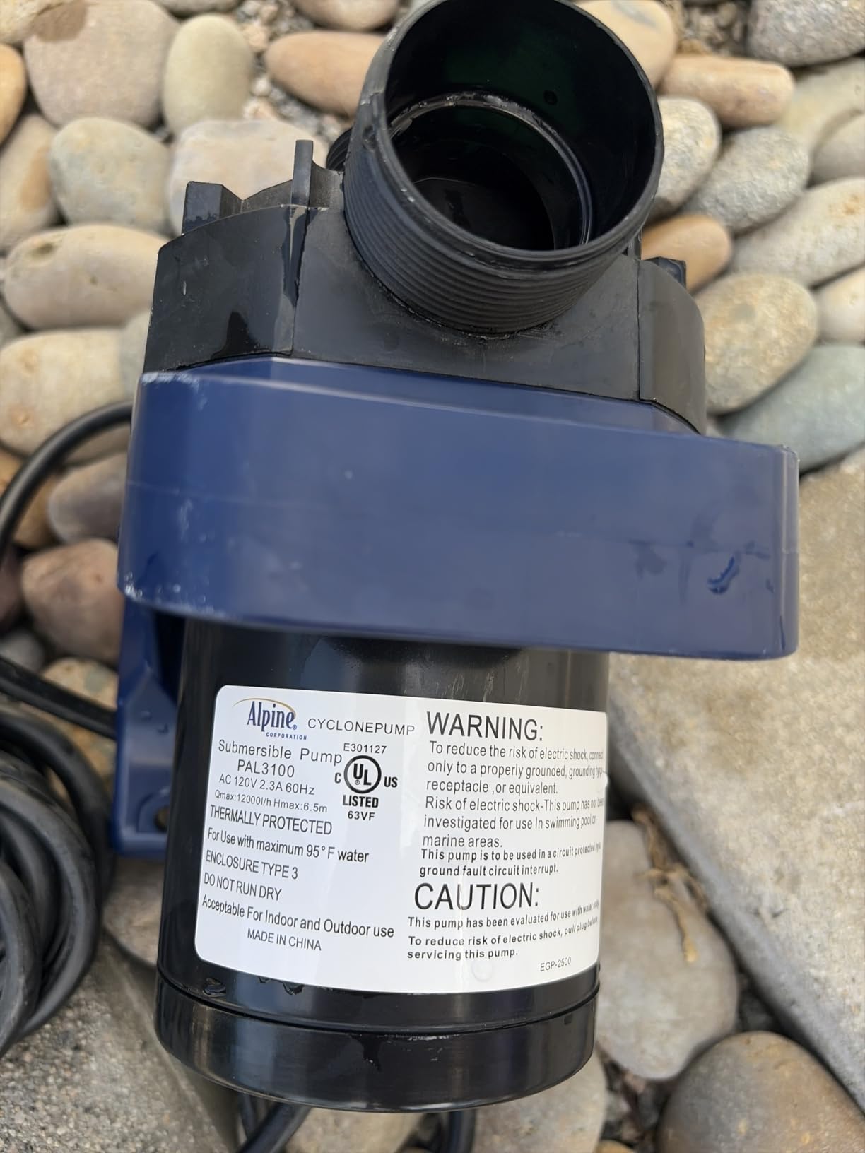 Alpine Corporation PAL3100 | 3100 GPH Submersible Water Pump with 33-ft Cord - Quiet 276W Motor, 21.5-ft Lift - Multi-Angle Flow for Ponds, Waterfalls & Fountains - Durable & Efficient customer photo 1