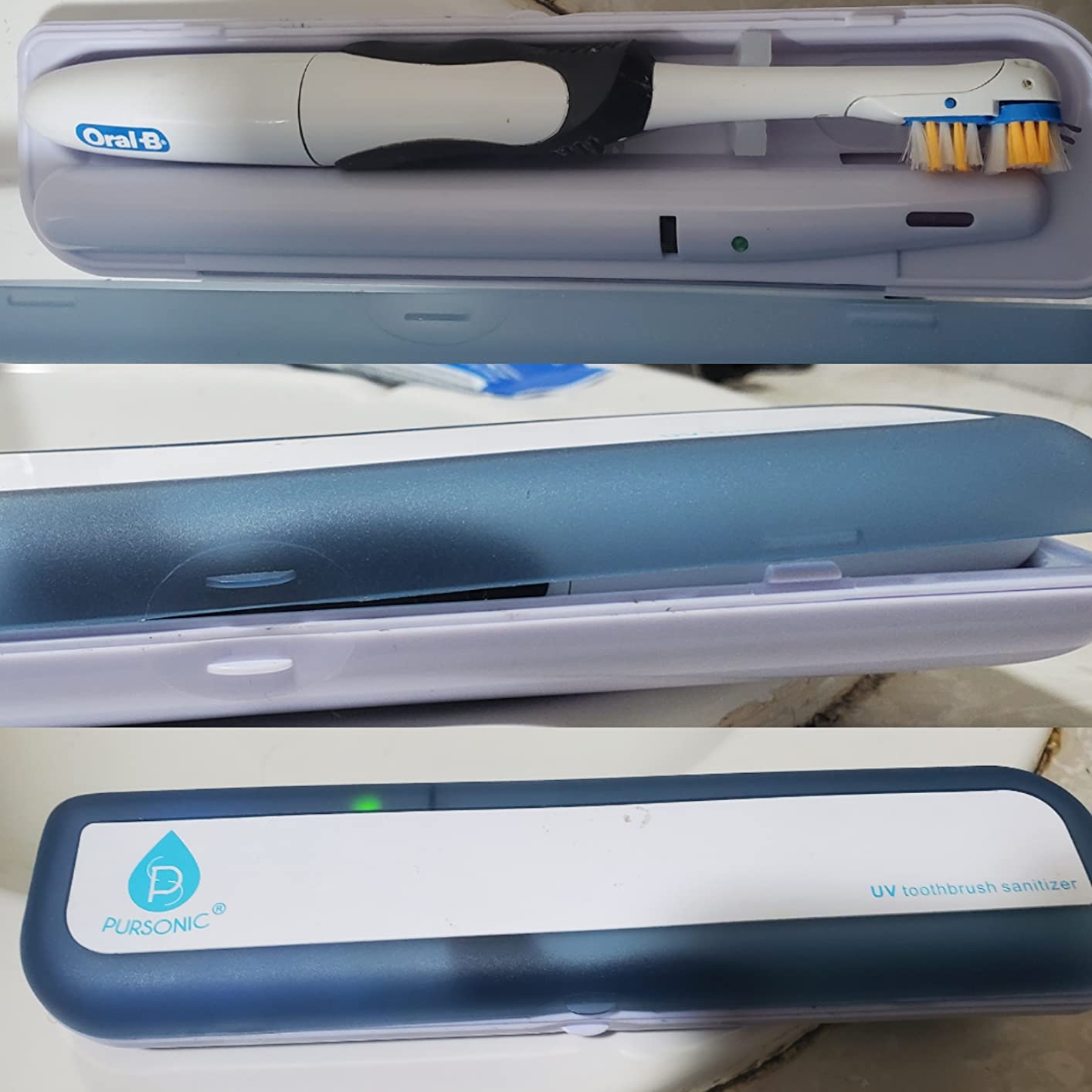 Pursonic Portable UV Toothbrush Sanitizer Case - Travel Toothbrush Sanitizer and Holder - For Electric and Manual Brush Heads with UV Light & Auto Shut Off Timer customer photo 1