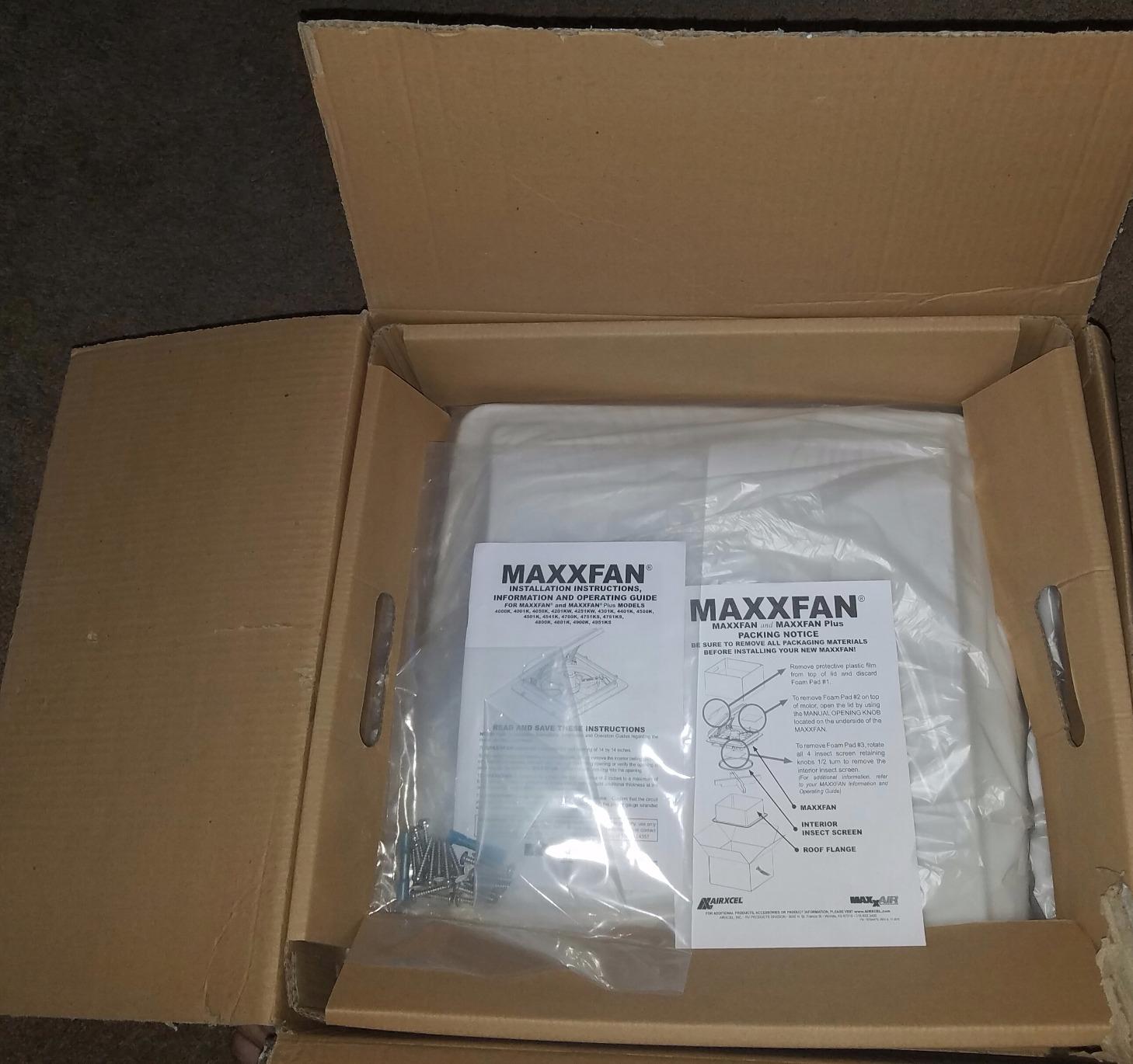 Maxxfan Plus High Powered 10-Speed RV Intake and Exhaust Fan - Manual Control Electric Opening, Easy Ceiling Controls, Rain Sensor with Automatic Lid Closure, White (00-04000K) customer photo 1