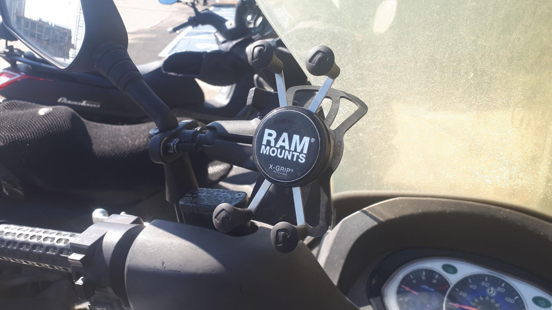 RAM MOUNTS X-Grip Phone Mount with U-Bolt Base and Medium Arm | Motorcycle handlebar mount for bikes, ATVs and UTVs, fits smartphones, B Size 1