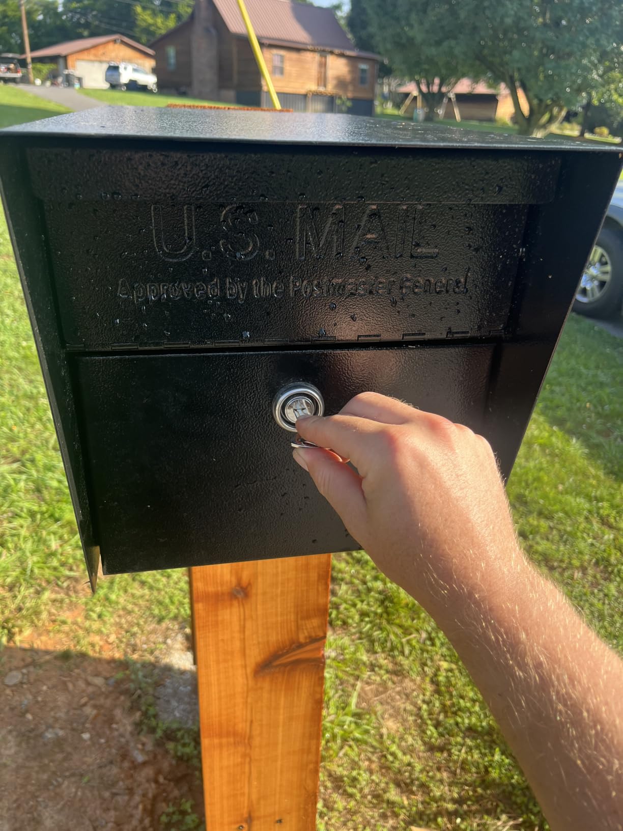 Mail Boss Mail Manager Modern Locking Post Mount Mailbox, USPS Approved | Mail Boss 7506 Mail Manager Curbside Locking Security Mailbox, Black, Large customer photo 1