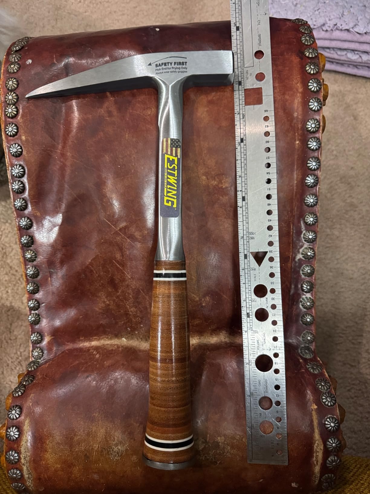 ESTWING Rock Pick, 13oz Smooth Face, Leather Grip, E13P | Made in USA, Top Choice Of Geologists Worldwide, Square Face & Pointed Tip, Forged In One Piece, Shock Reduction Grip customer photo 1
