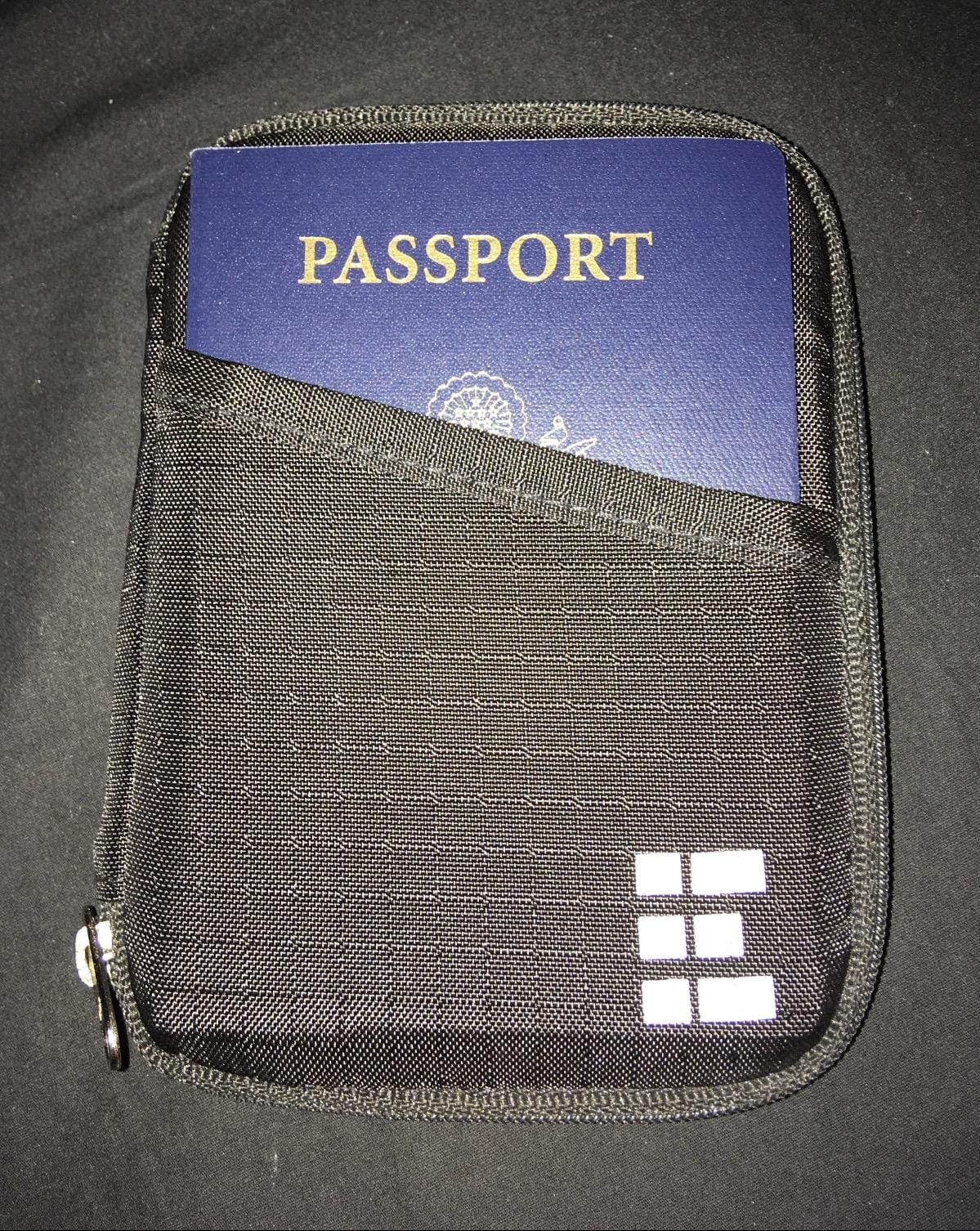 Zero Grid RFID Passport Holder for Passports & Cards, Zippered, Black | Zippered Travel Wallet for Men & Women, Fits Passport, Cards, Cash, Sim Card; Compact Travel Document Holder, Midnight Black customer photo 2