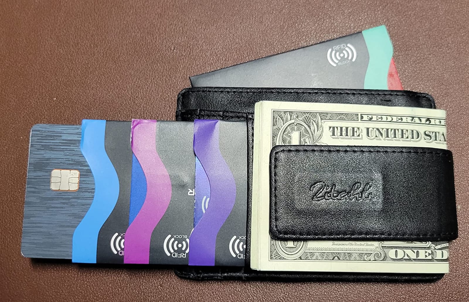 Boxiki Travel RFID Blocking Sleeves, Set with Color Coding, Navy Blue, Unisex Wallet, Protects Credit Cards and Passports customer photo 1